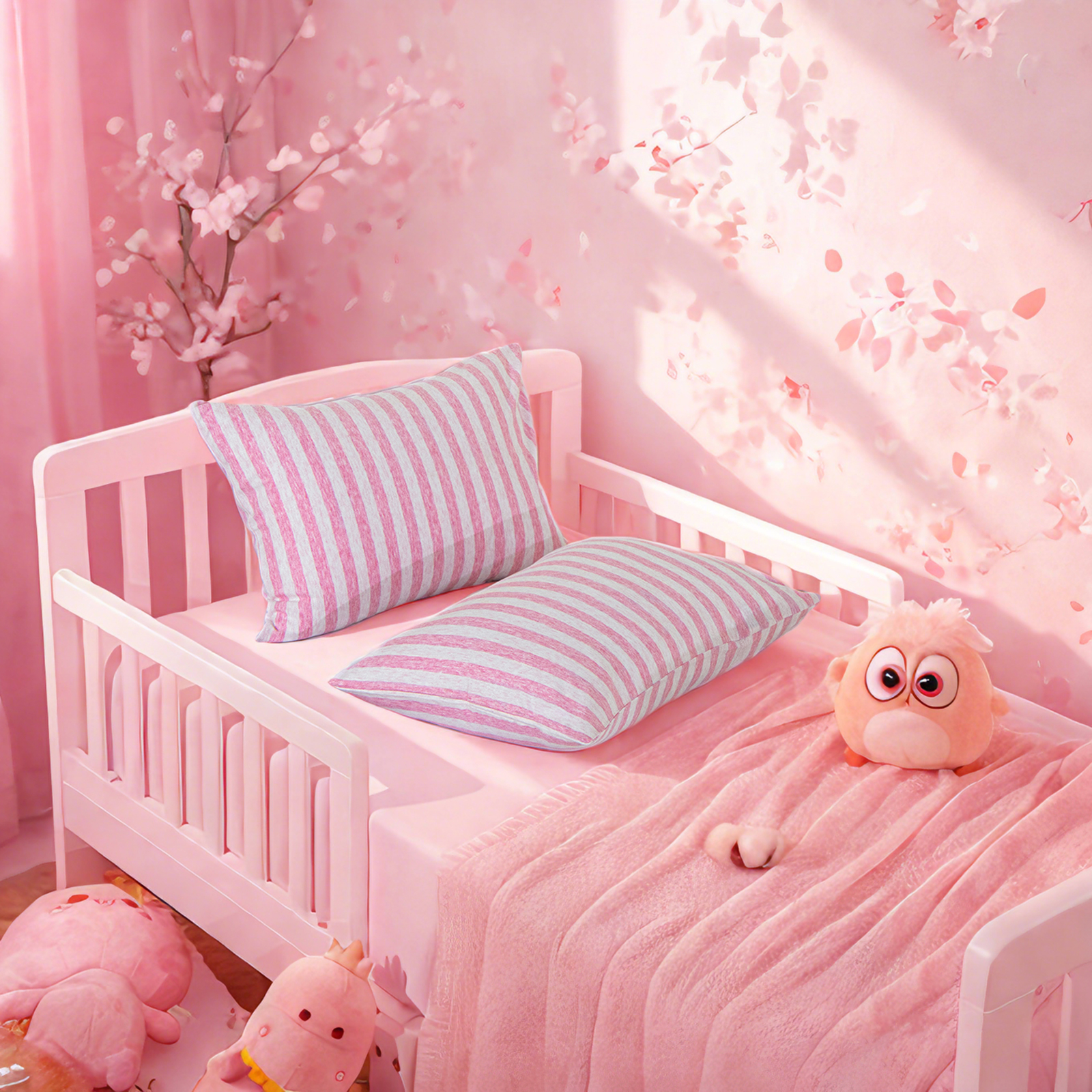 2个针织棉幼儿枕套，柔软透气的婴儿枕套，带信封封口