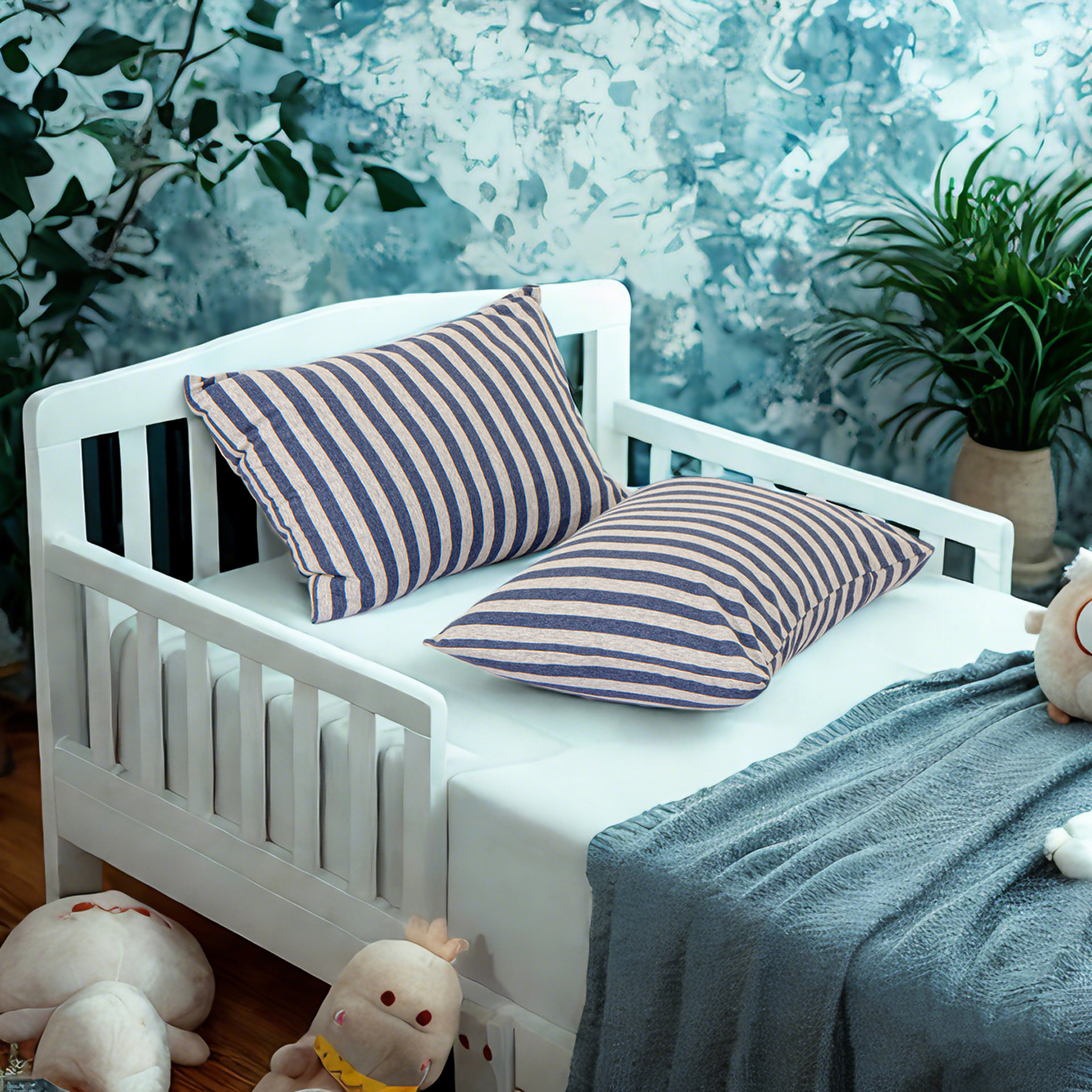 2个针织棉幼儿枕套，柔软透气的婴儿枕套，带信封封口