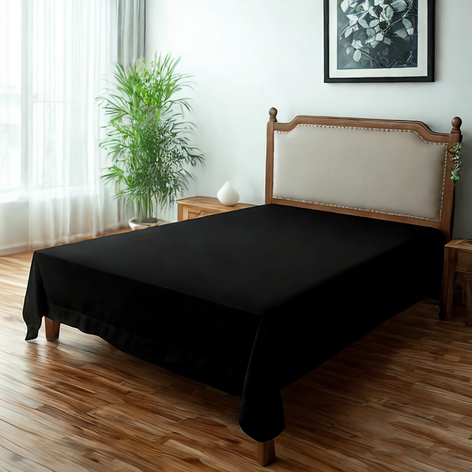 超细纤维床单，超柔软耐用，抗皱、抗褪色、抗污渍床单，黑色