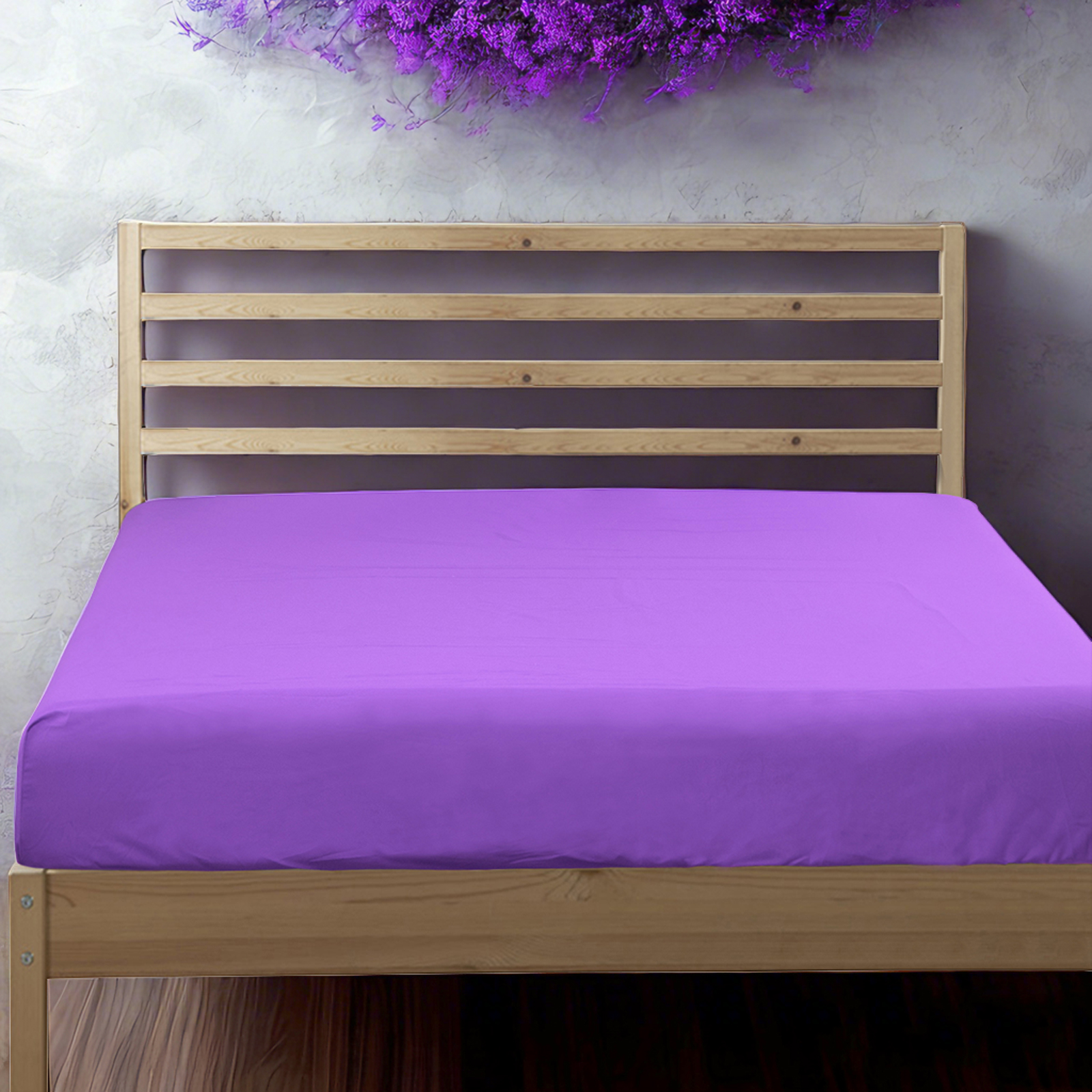 超细纤维床笠，超柔软耐用，抗皱、防褪色、防污渍，深口袋设计，紫色