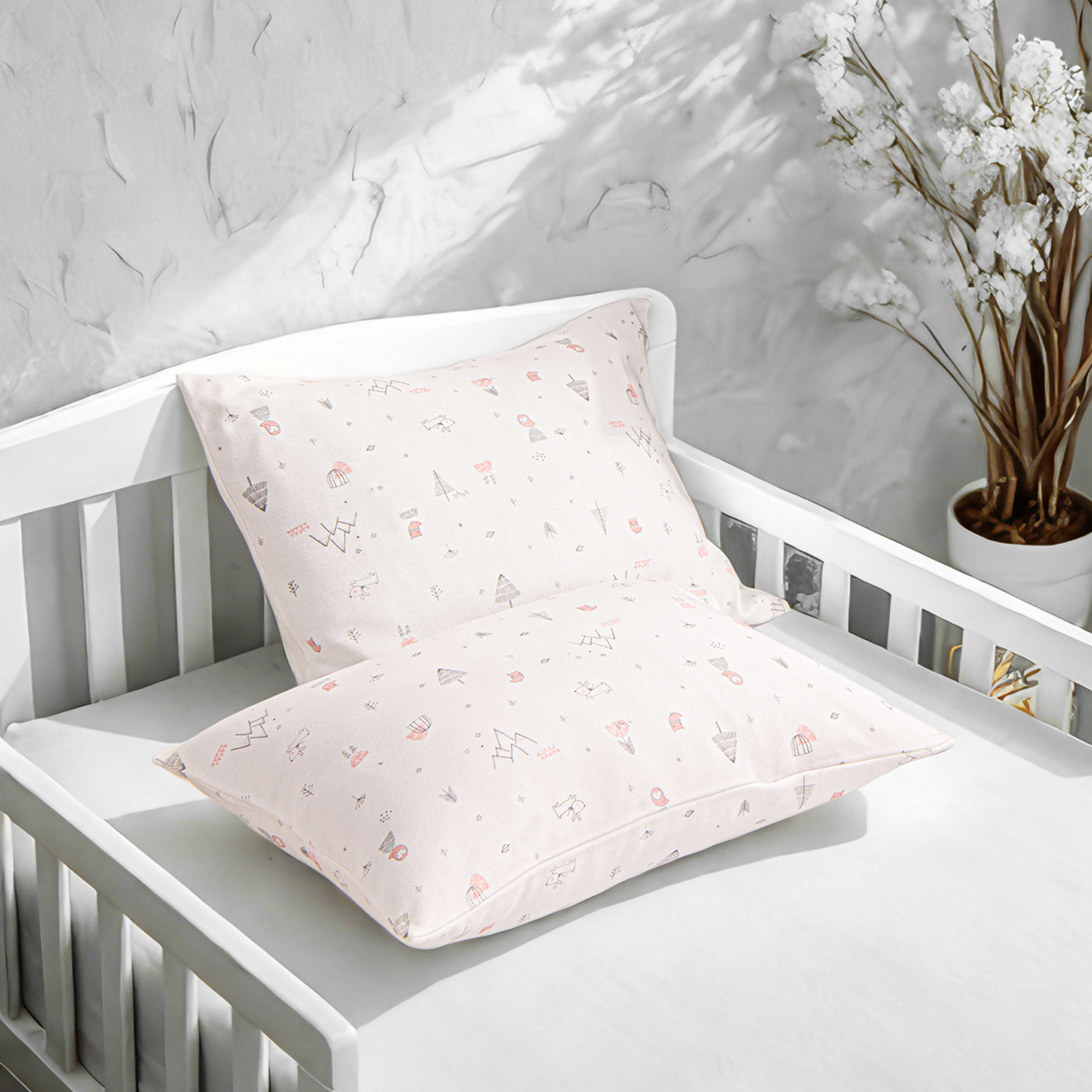 2个针织棉幼儿枕套，柔软透气的婴儿枕套，带信封封口