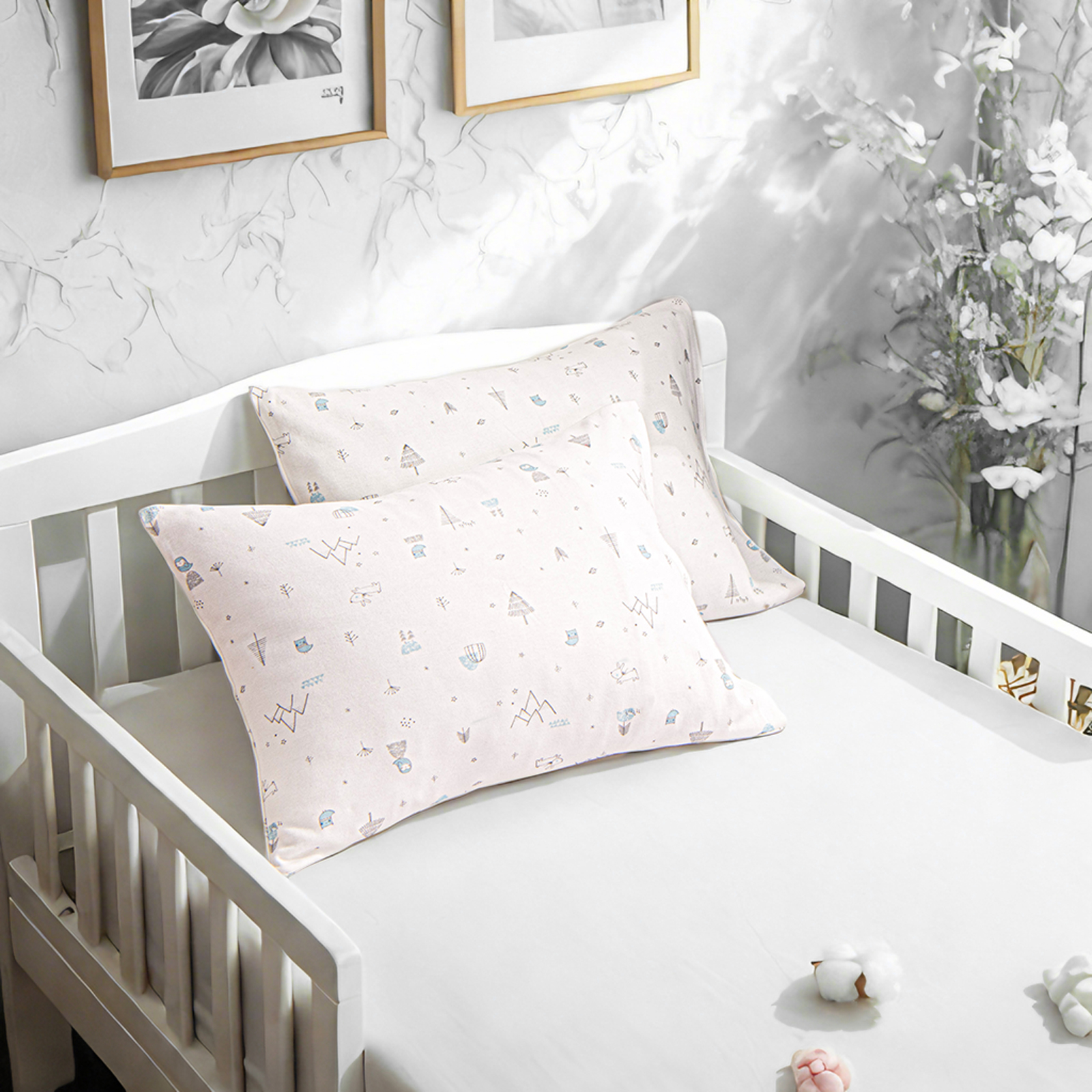 2个针织棉幼儿枕套，柔软透气的婴儿枕套，带信封封口