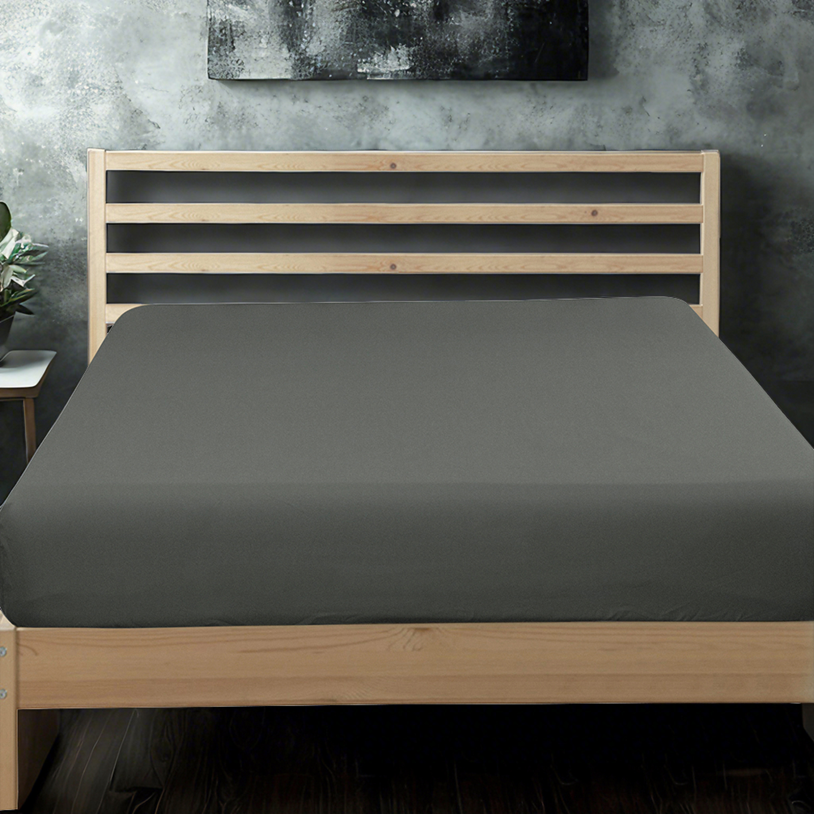 超细纤维床笠，超柔软耐用，抗皱、防褪色、防污渍，深口袋设计，深灰