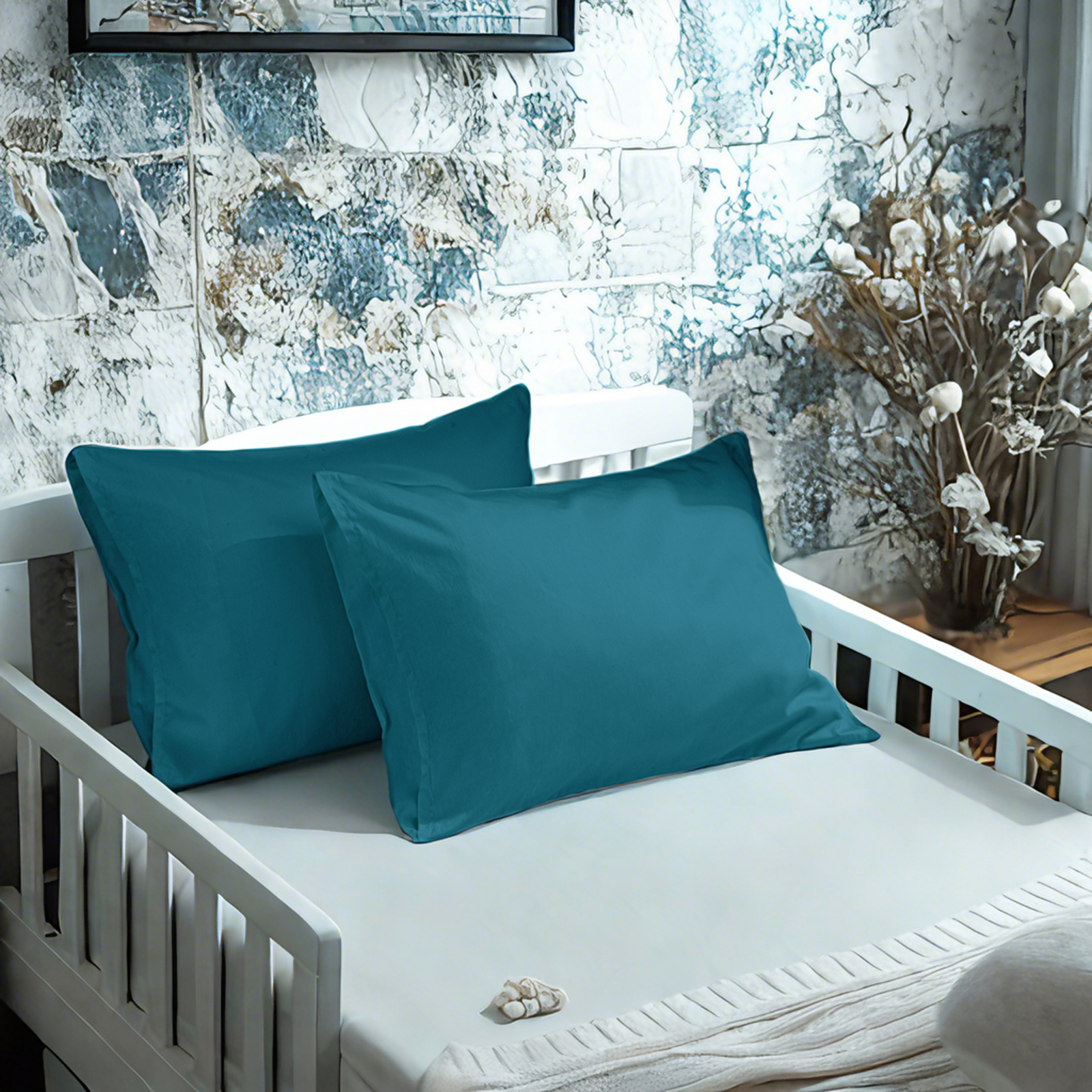 Two Cotton Toddler Pillowcases, Luxuriously Soft and Breathable Pillow Cases with Envelope Closure