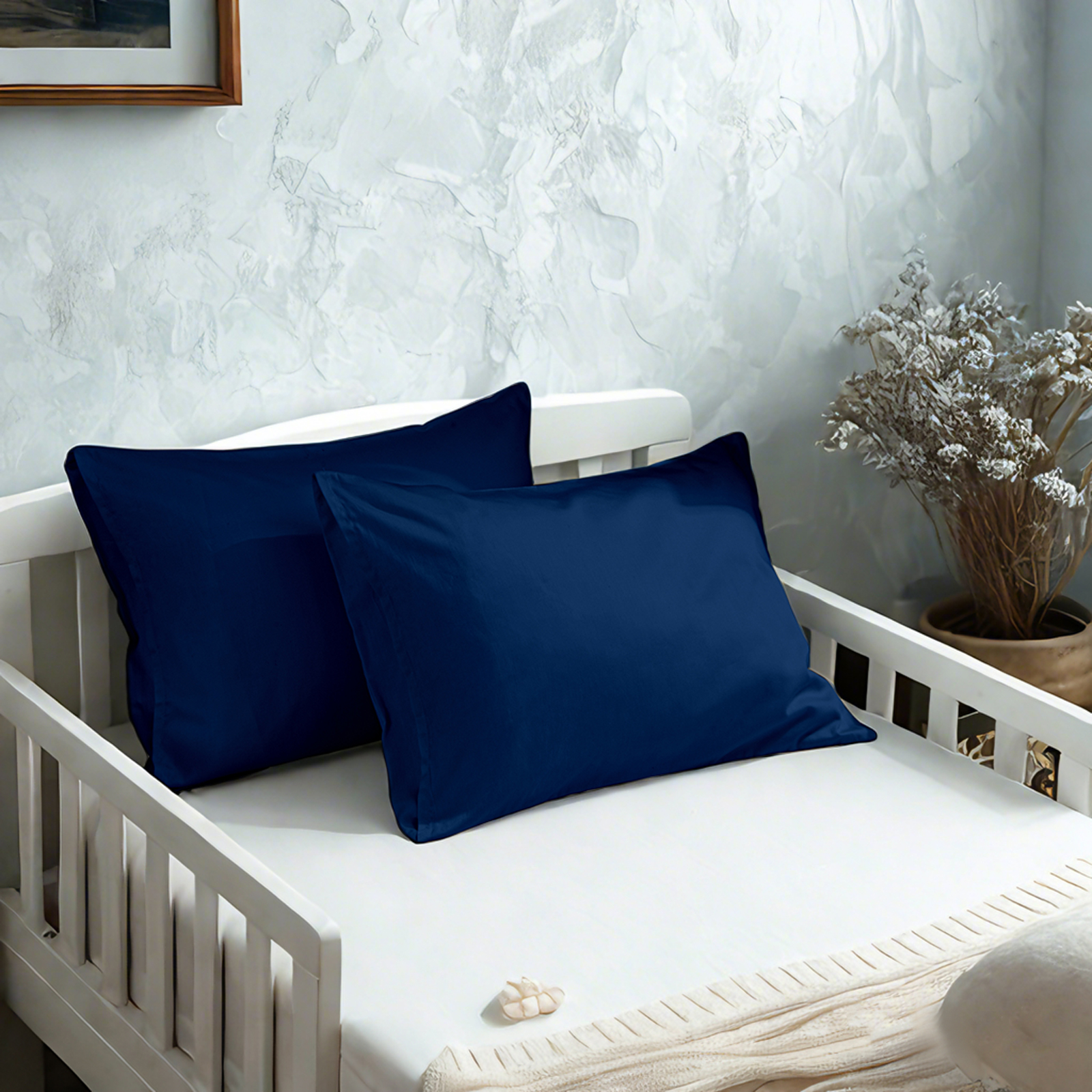 Two Cotton Toddler Pillowcases, Luxuriously Soft and Breathable Pillow Cases with Envelope Closure