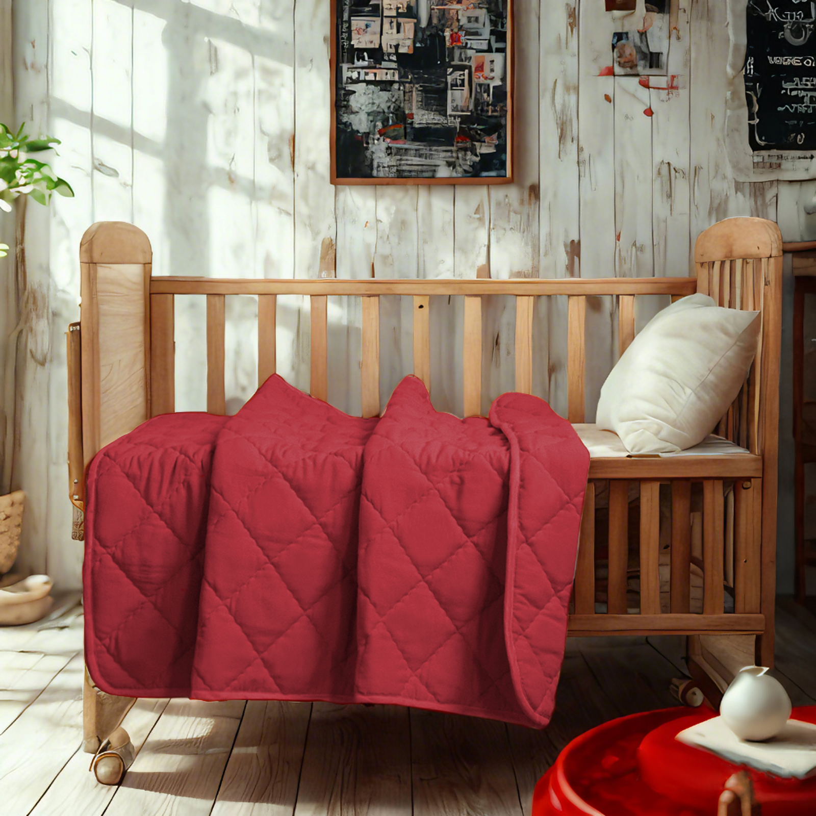 轻巧羽绒替代品幼儿被，温暖柔软的婴儿绗缝毯子