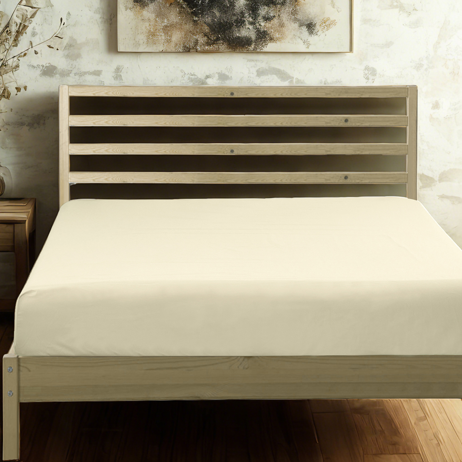 超细纤维床笠，超柔软耐用，抗皱、防褪色、防污渍，深口袋设计，卡其