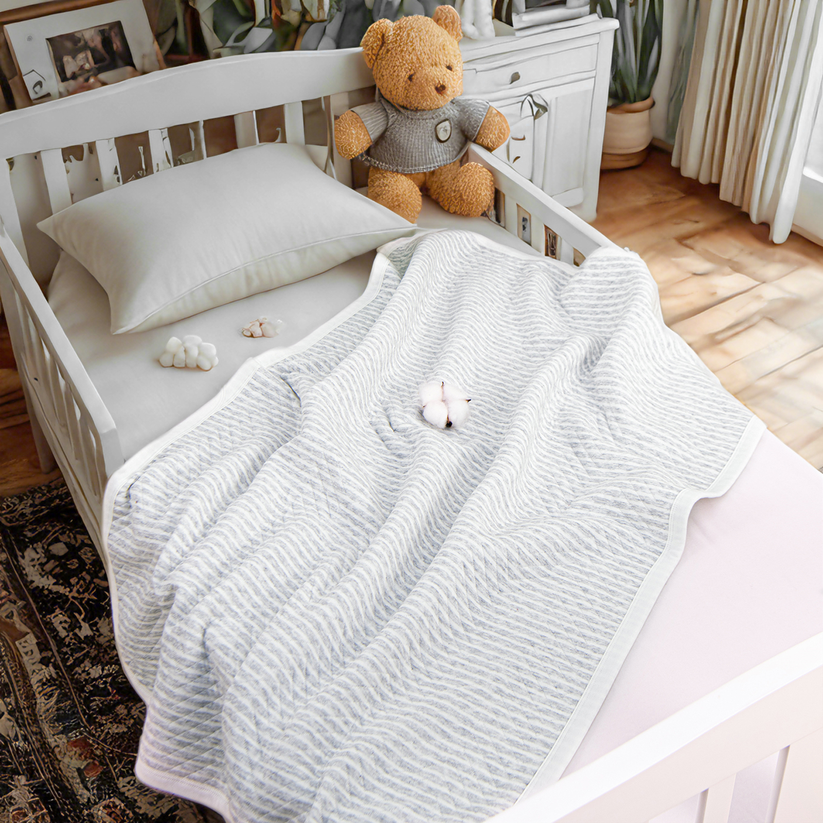 针织棉幼儿毯，柔软透气的婴儿毯，非常适合男孩和女孩