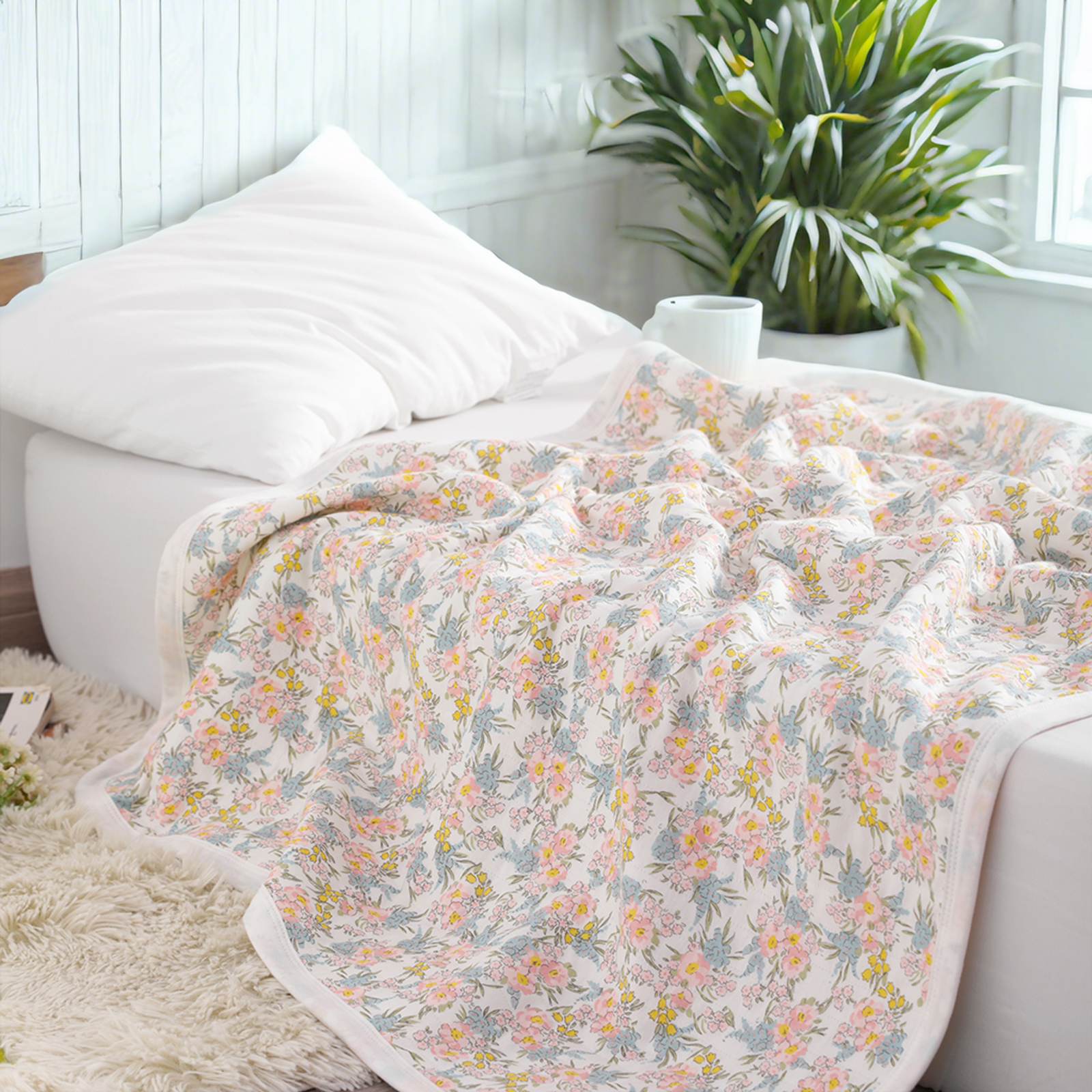 针织棉幼儿毯，柔软透气的婴儿毯，非常适合男孩和女孩