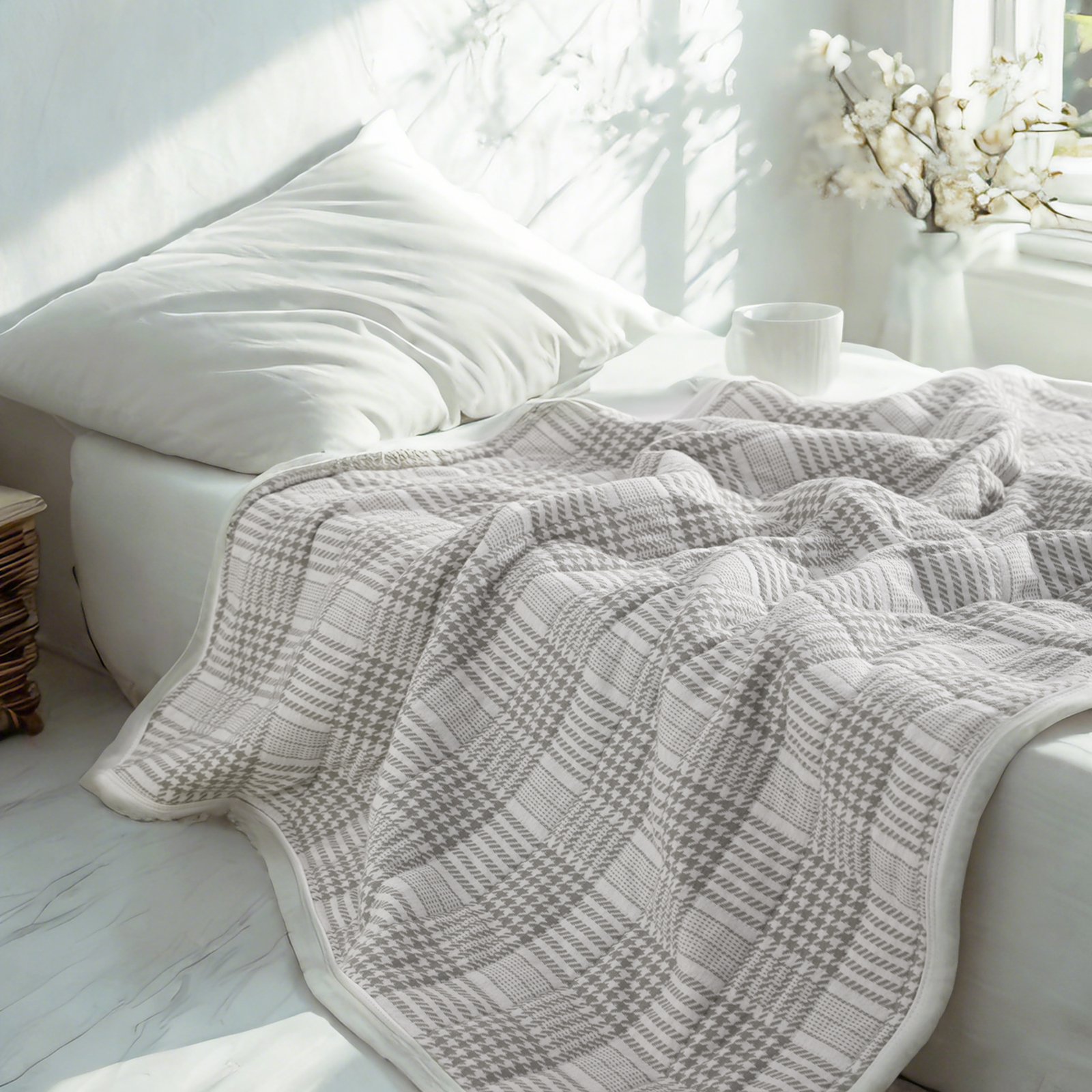 针织棉幼儿毯，柔软透气的婴儿毯，非常适合男孩和女孩