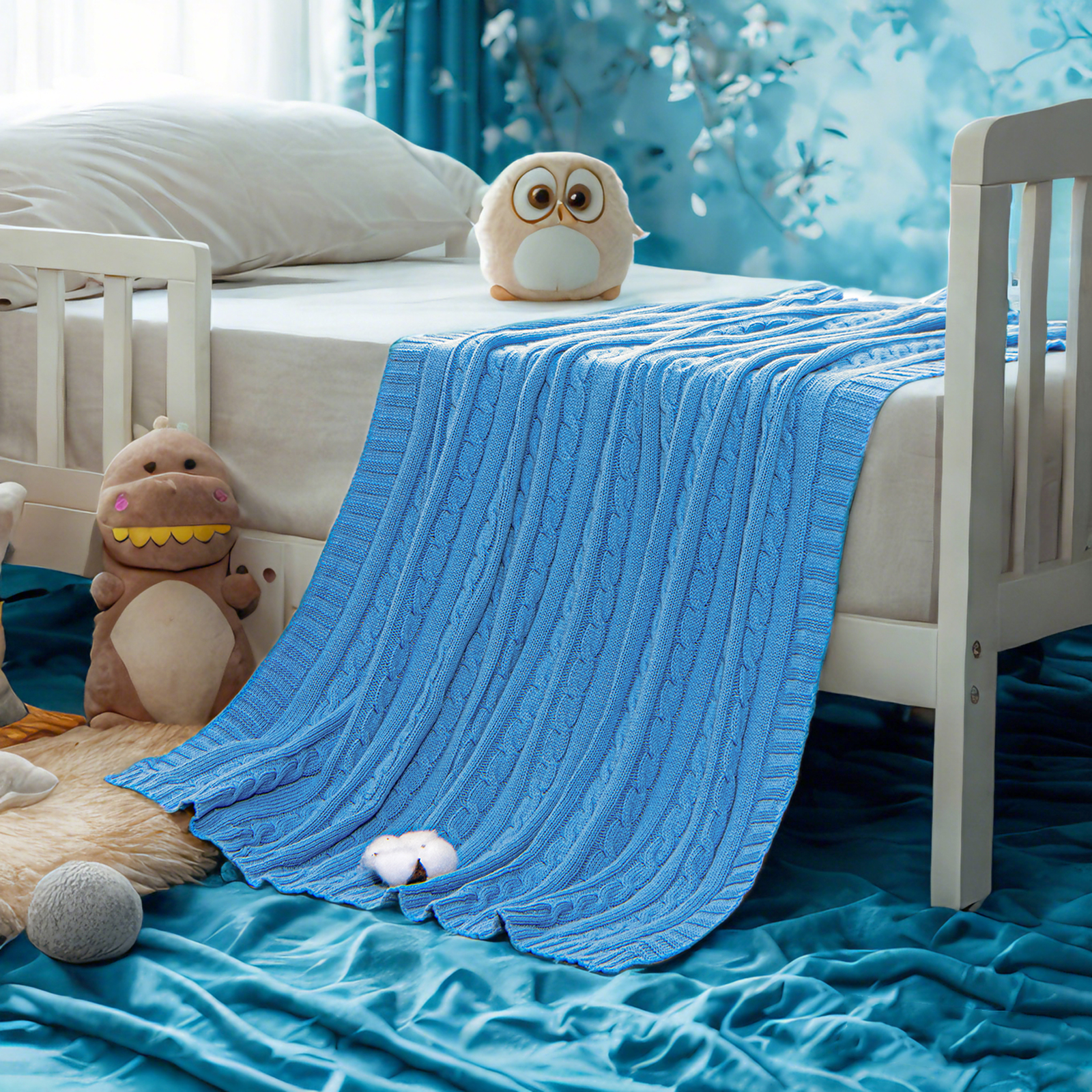 全棉针织婴儿毯，超柔软保暖幼儿毯，婴儿床、婴儿车、托儿所、旅行的完美选择