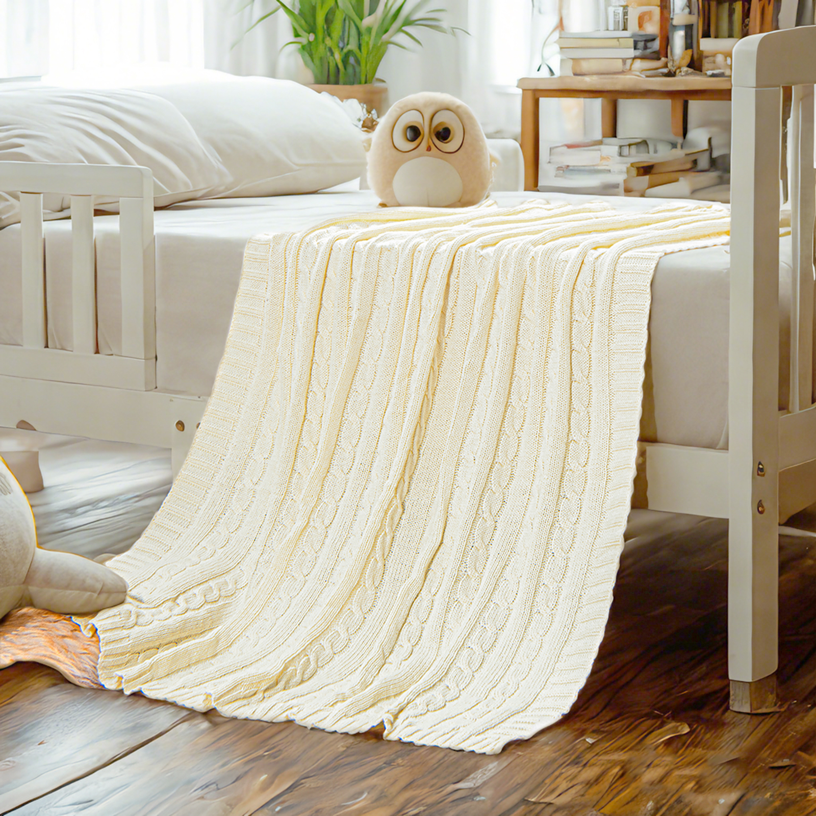 全棉针织婴儿毯，超柔软保暖幼儿毯，婴儿床、婴儿车、托儿所、旅行的完美选择