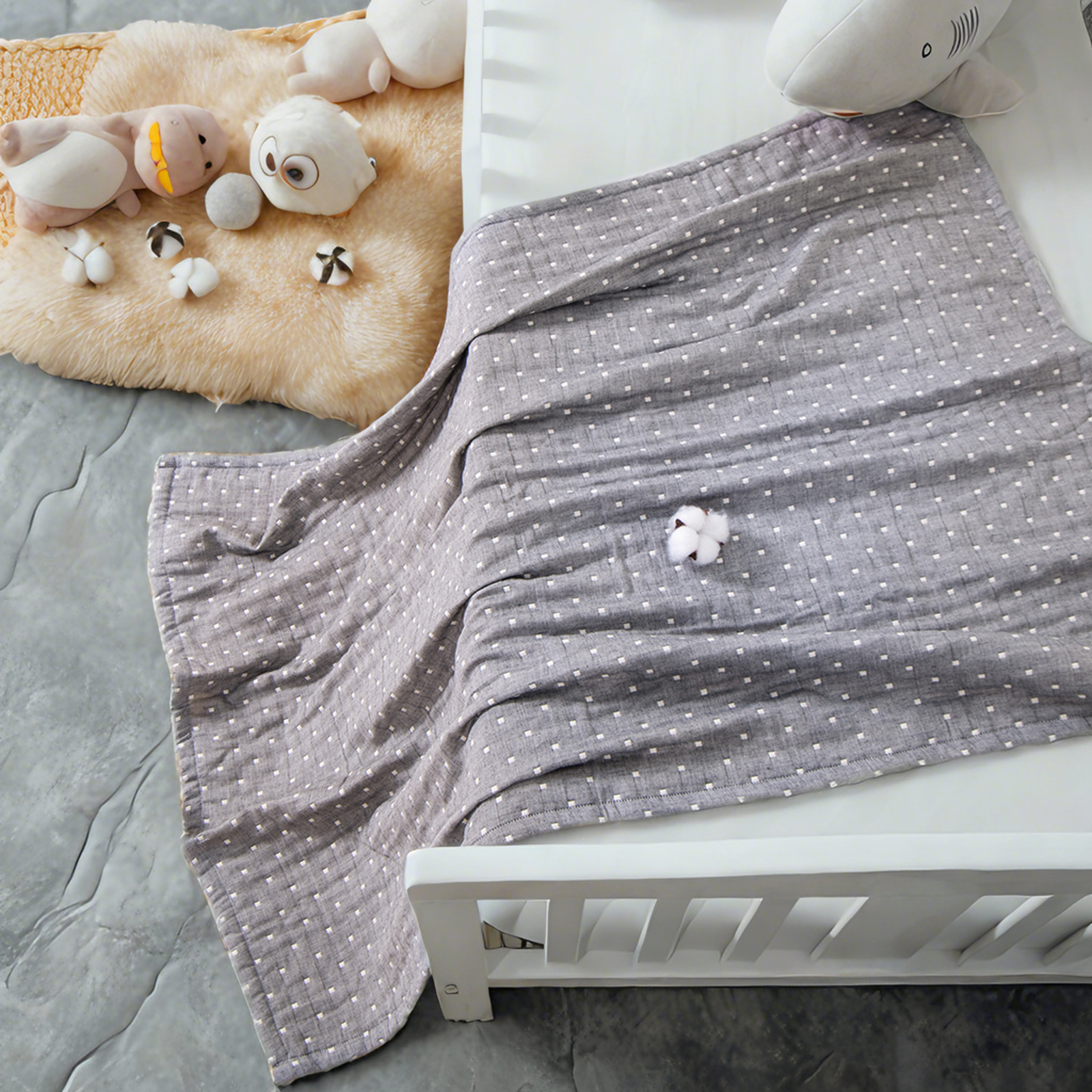 3-Layer Muslin Cotton Toddler Blanket, Lightweight and Warm, Jacquard Baby Blanket, Perfect for All Seasons