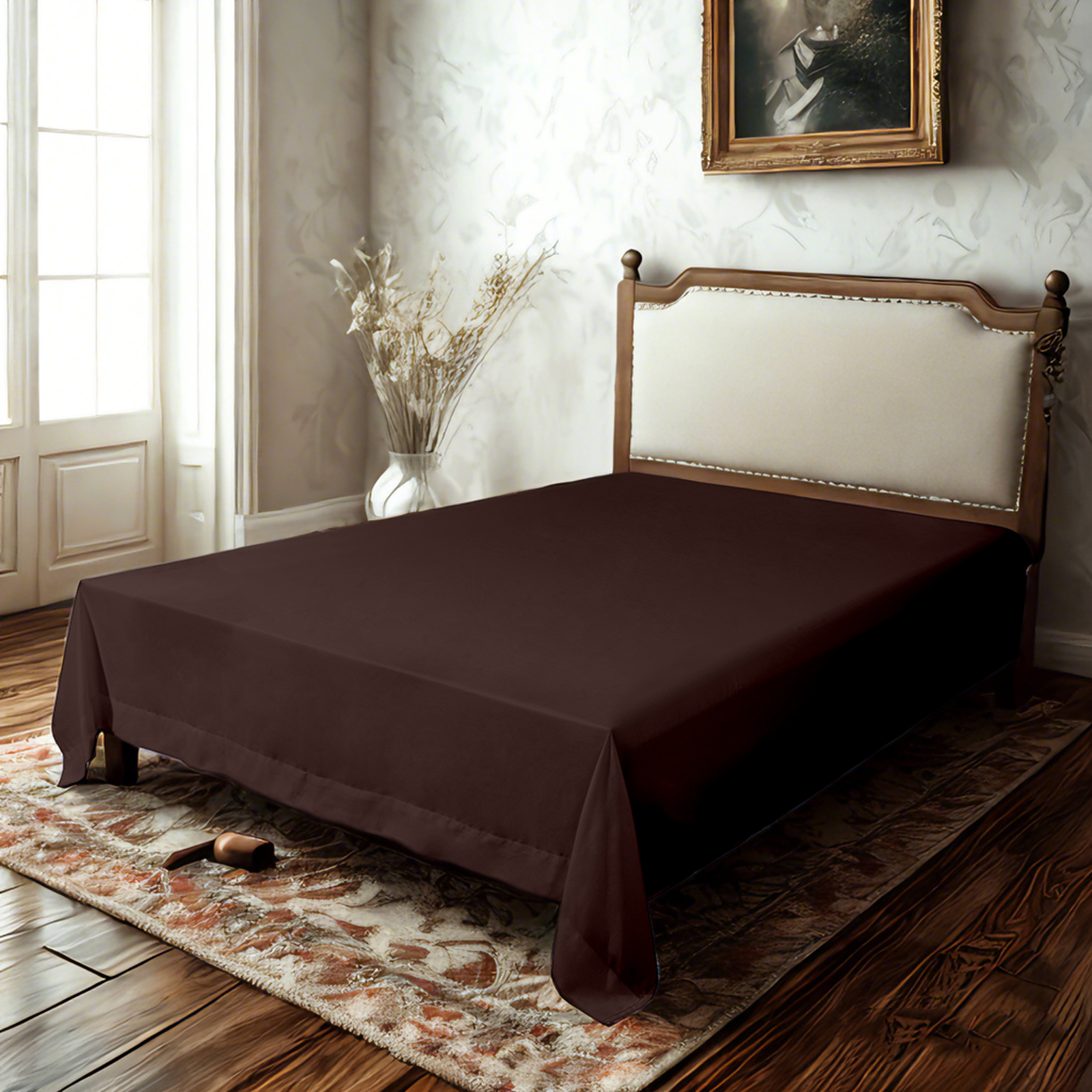 Microfiber Flat Sheet, Ultra-Soft and Durable, Wrinkle, Fade, Stain Resistant Top Sheet, Chocolate