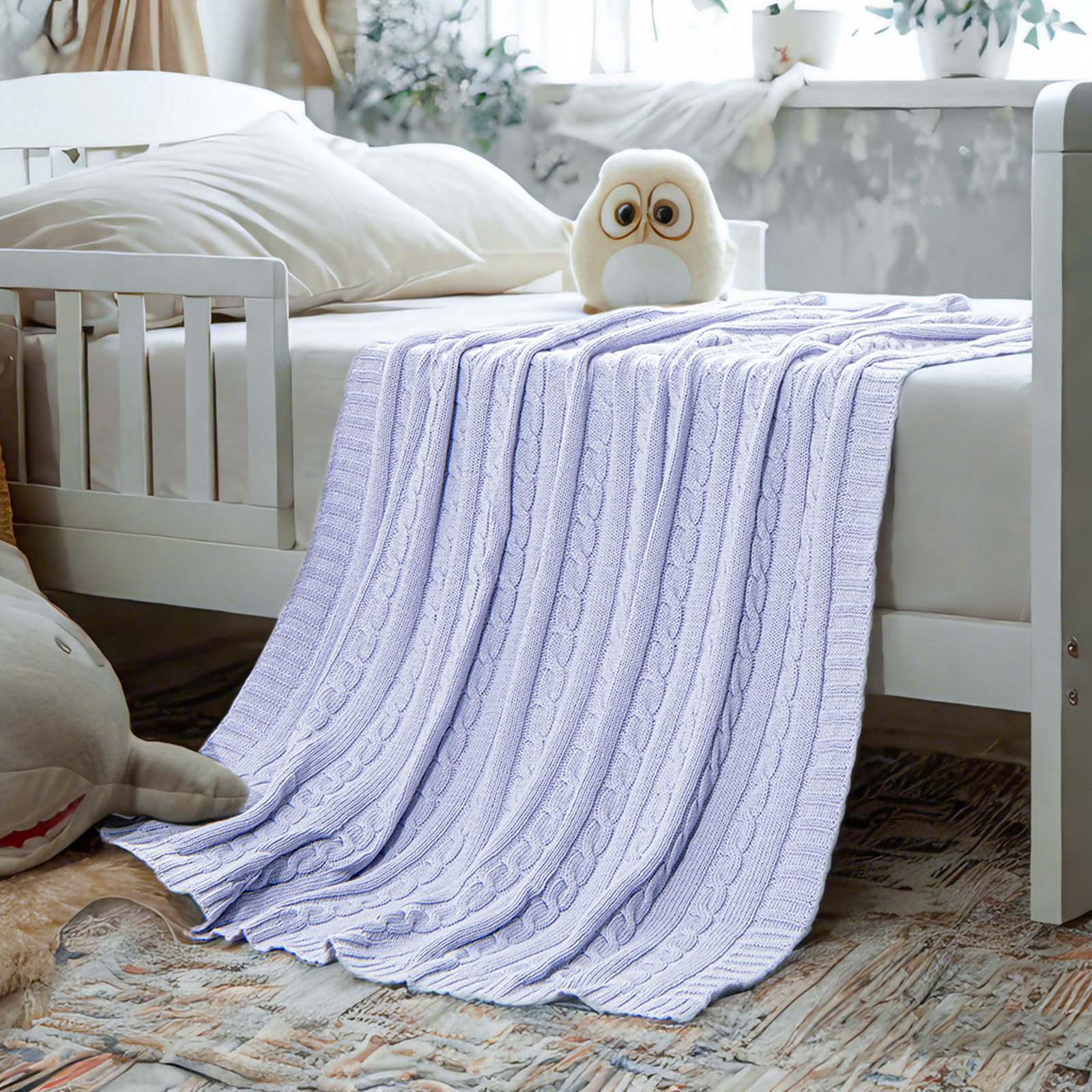 全棉针织婴儿毯，超柔软保暖幼儿毯，婴儿床、婴儿车、托儿所、旅行的完美选择