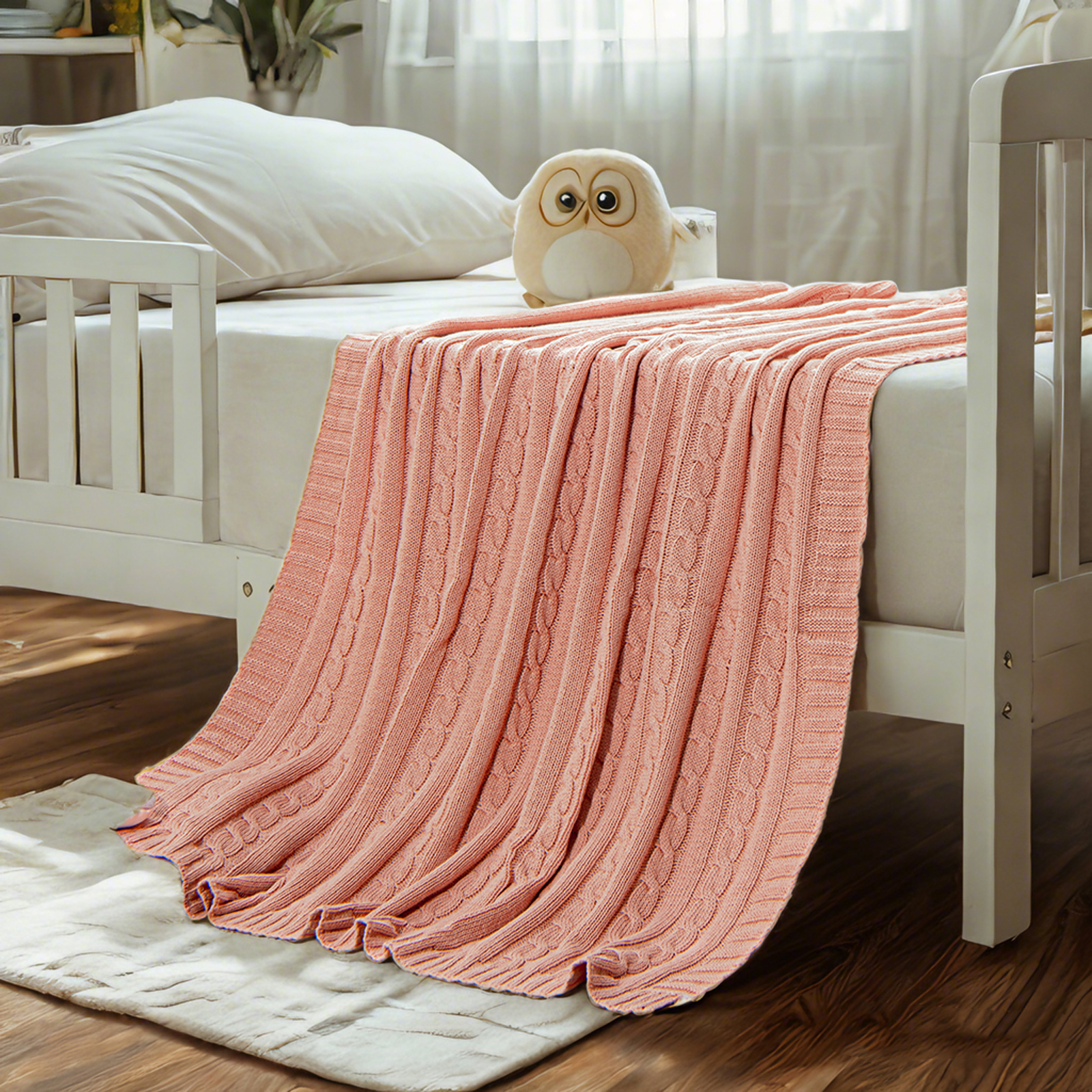 全棉针织婴儿毯，超柔软保暖幼儿毯，婴儿床、婴儿车、托儿所、旅行的完美选择