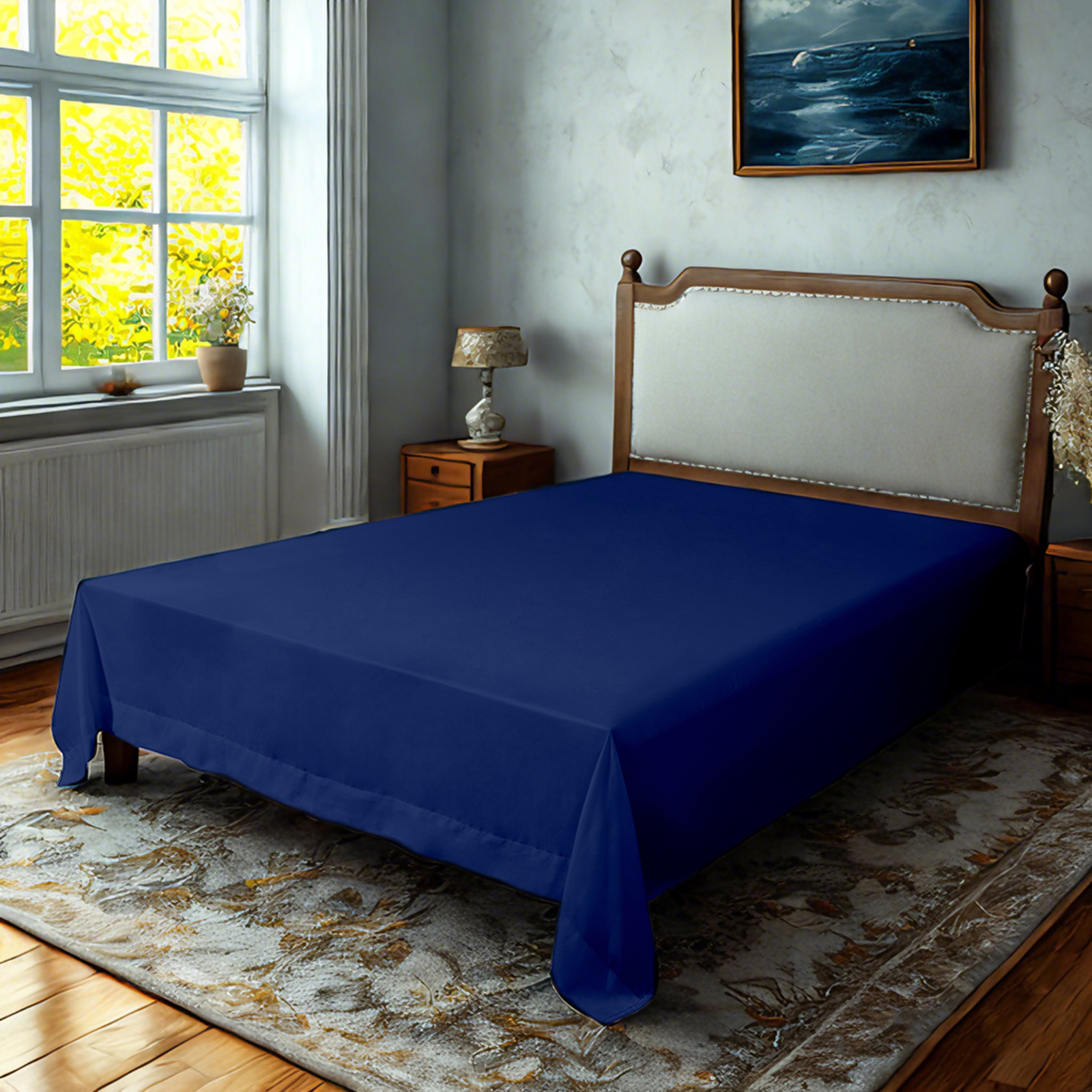 超细纤维床单，超柔软耐用，抗皱、抗褪色、抗污渍床单，藏青