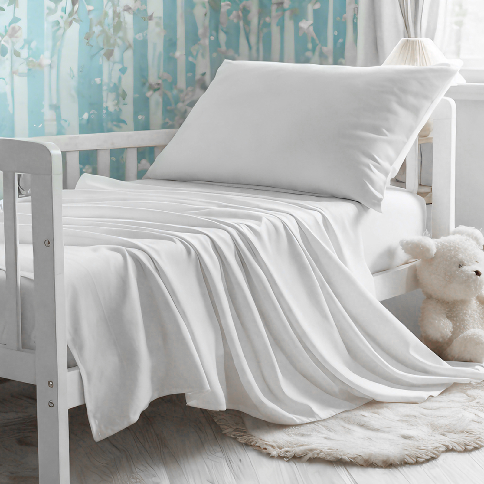 3 件套超细纤维幼儿床单，柔软婴儿床寝具，包括床单，床笠，枕套