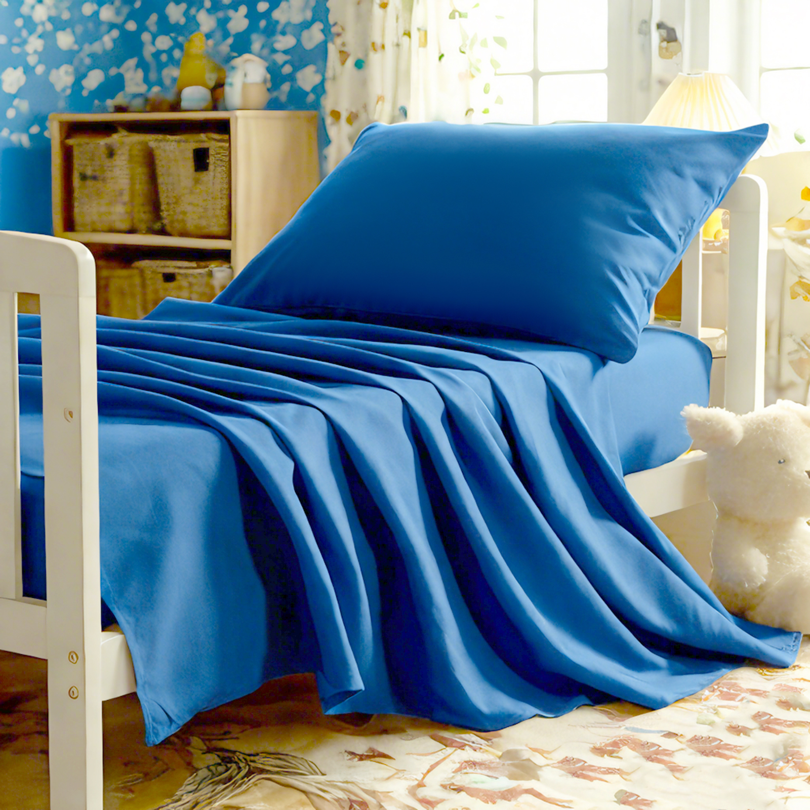 3 件套超细纤维幼儿床单，柔软婴儿床寝具，包括床单，床笠，枕套