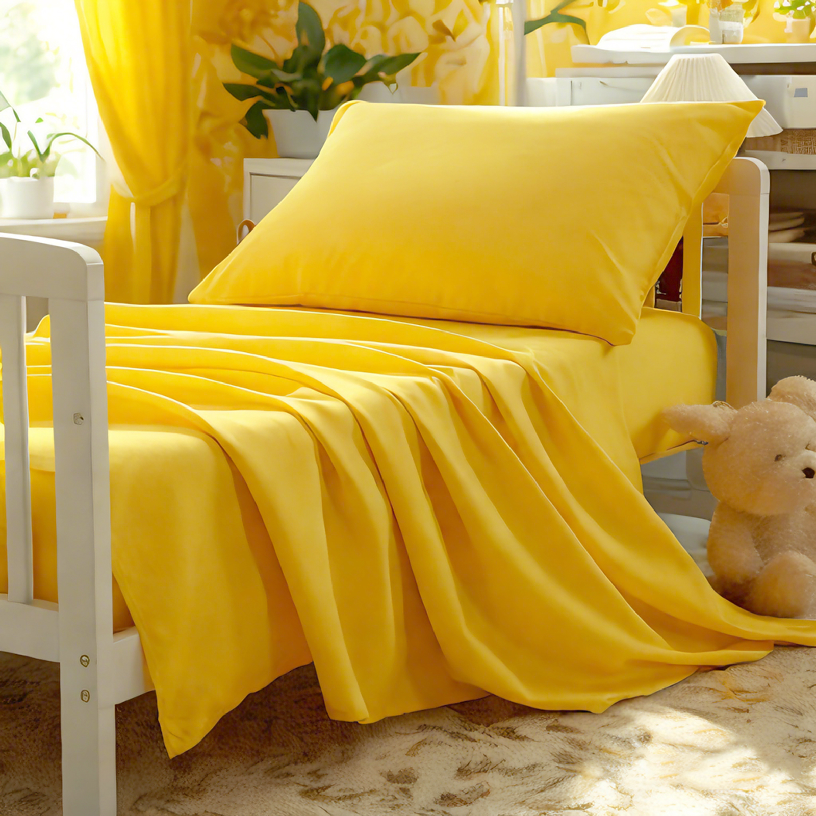 3 件套超细纤维幼儿床单，柔软婴儿床寝具，包括床单，床笠，枕套