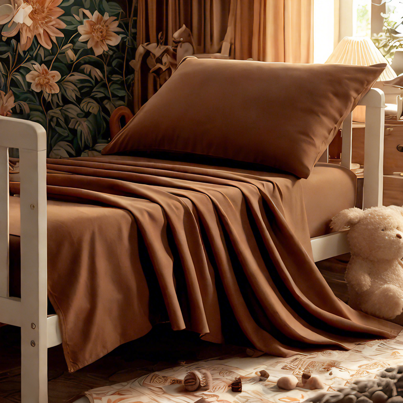 3 件套超细纤维幼儿床单，柔软婴儿床寝具，包括床单，床笠，枕套