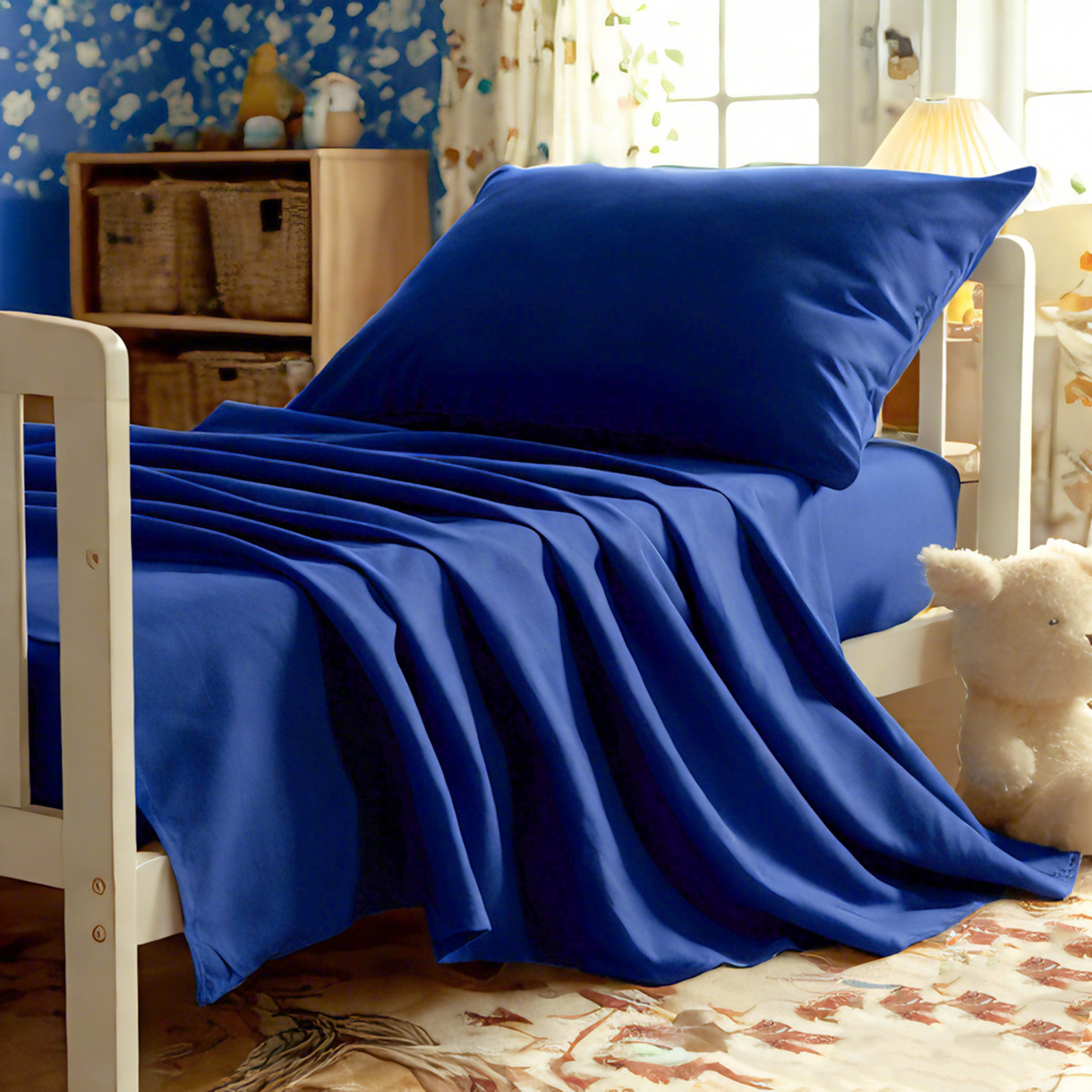 3 件套超细纤维幼儿床单，柔软婴儿床寝具，包括床单，床笠，枕套