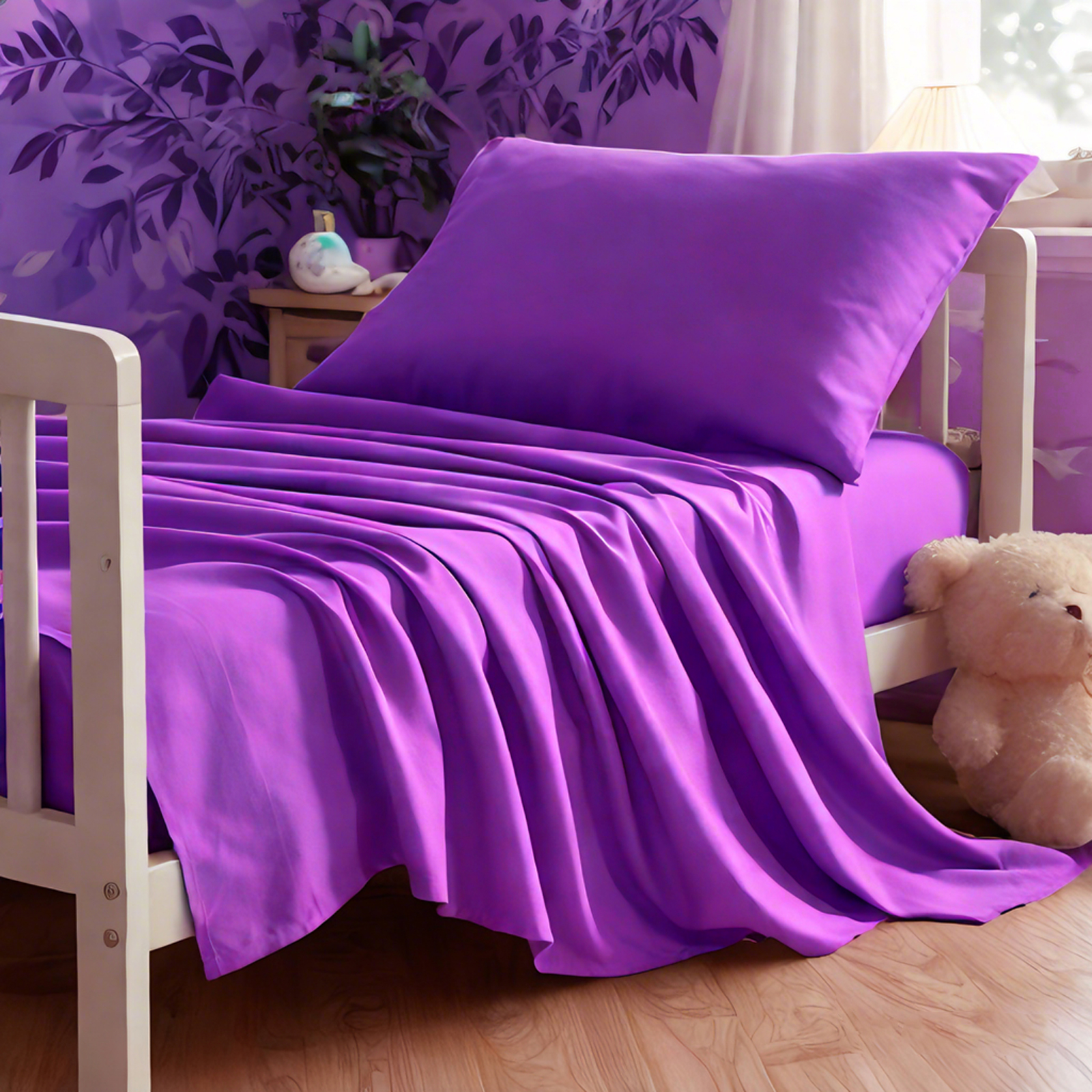 3 件套超细纤维幼儿床单，柔软婴儿床寝具，包括床单，床笠，枕套