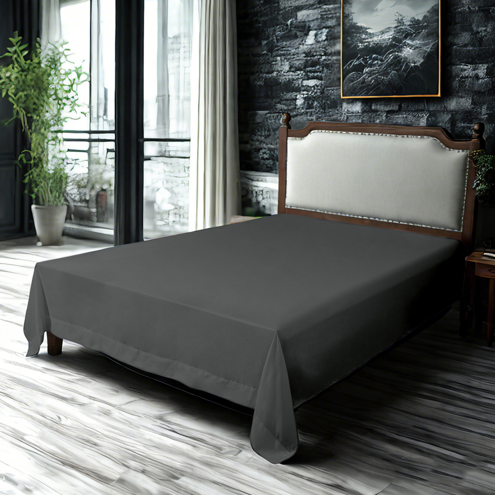 Microfiber Flat Sheet, Ultra-Soft and Durable, Wrinkle, Fade, Stain Resistant Top Sheet, Dark Grey