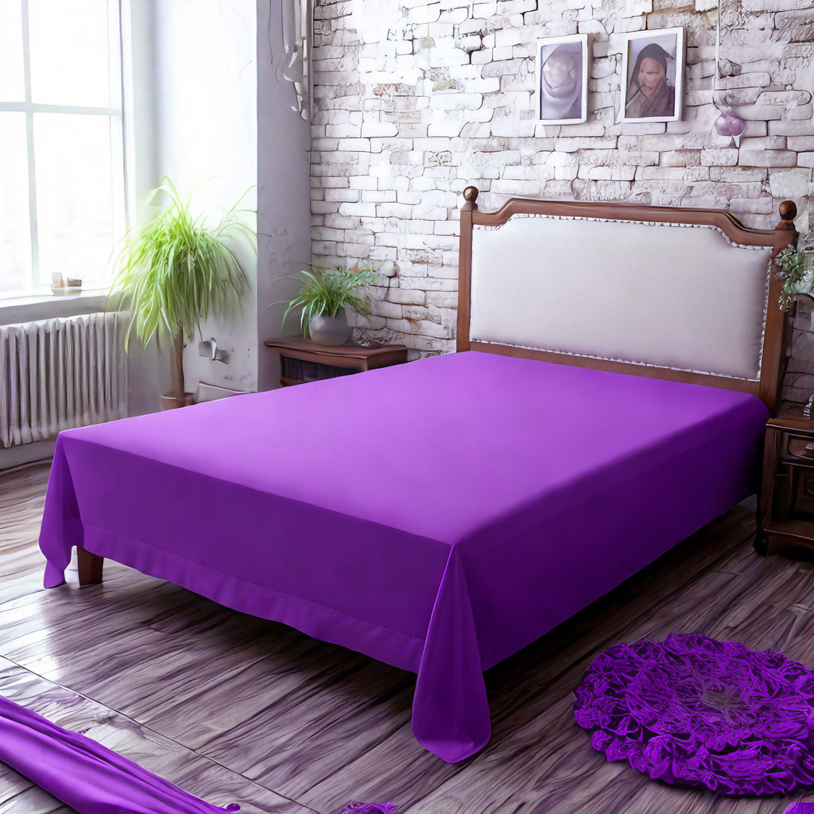 Microfiber Flat Sheet, Ultra-Soft and Durable, Wrinkle, Fade, Stain Resistant Top Sheet, Purple