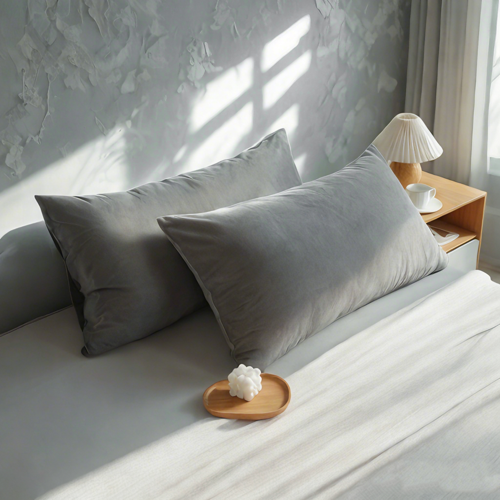 2个天鹅绒枕套，奢华柔软舒适枕套，带拉链封口