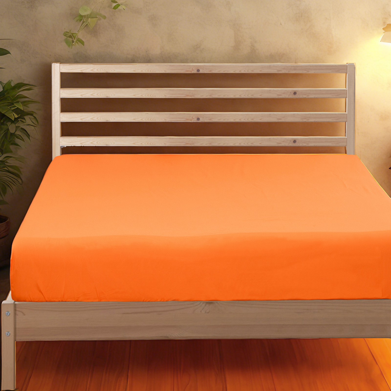 超细纤维床笠，超柔软耐用，抗皱、防褪色、防污渍，深口袋设计，橘黄