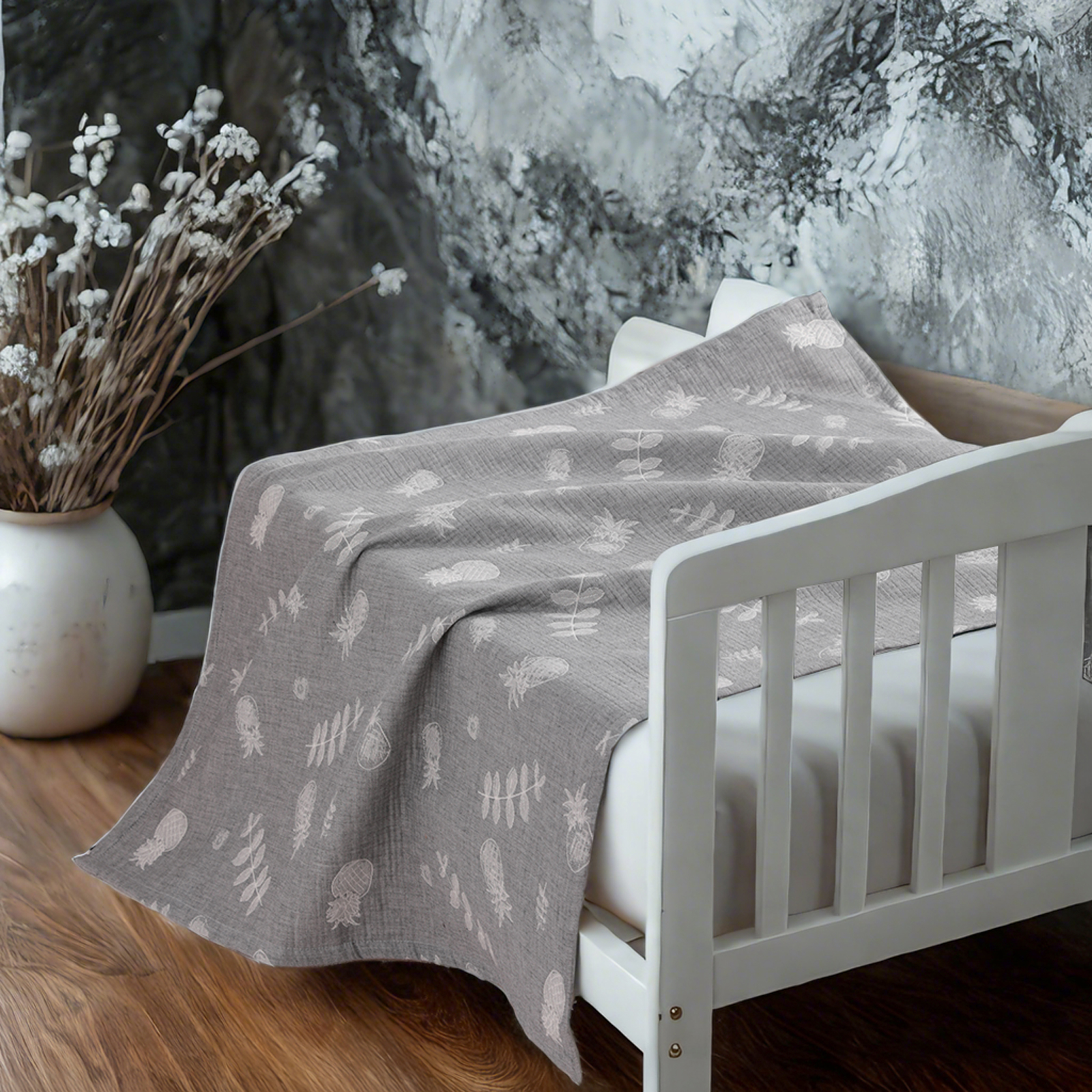 3-Layer Muslin Cotton Toddler Blanket, Lightweight and Warm, Jacquard Baby Blanket, Perfect for All Seasons