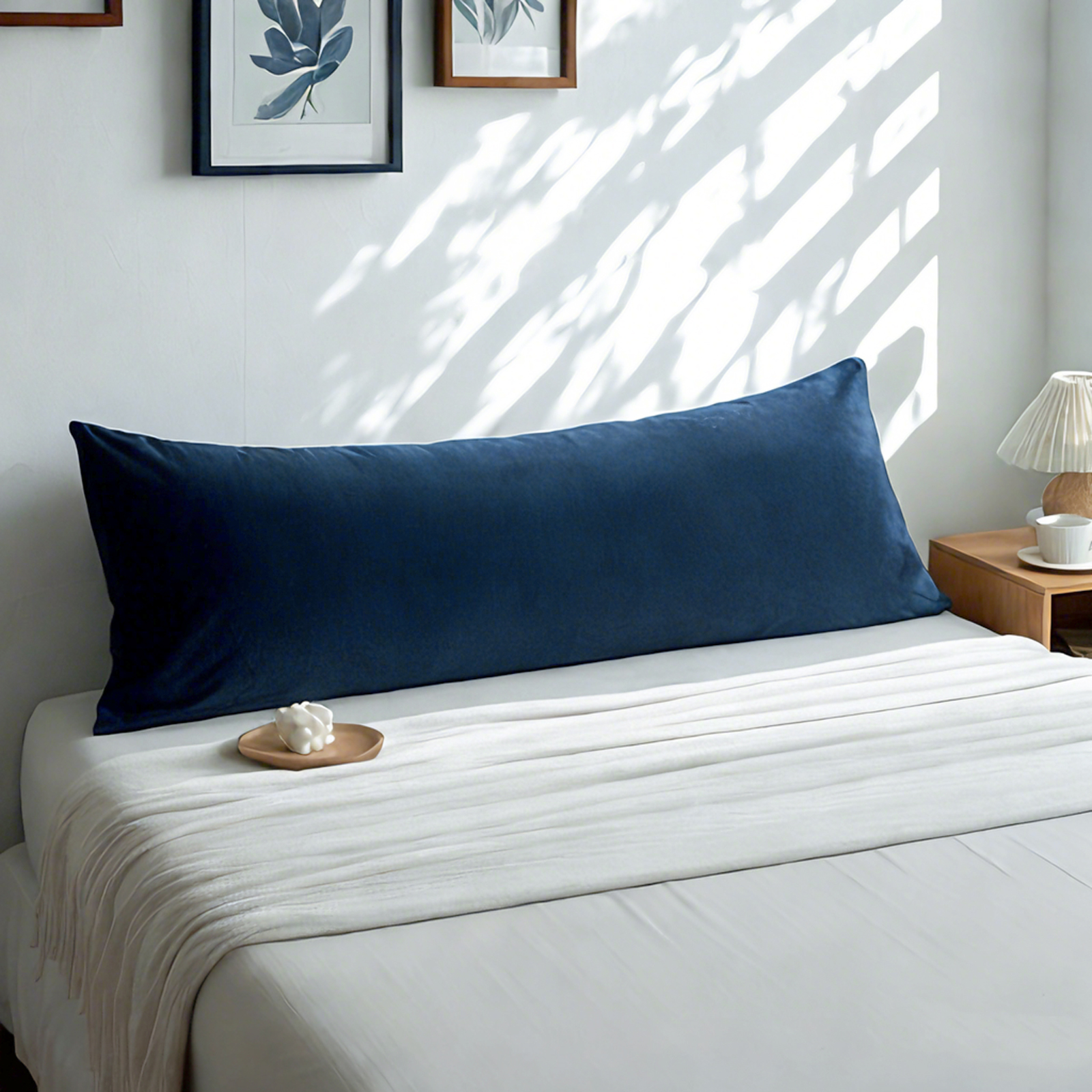 1个天鹅绒身体枕套，奢华柔软舒适枕套，带拉链封口