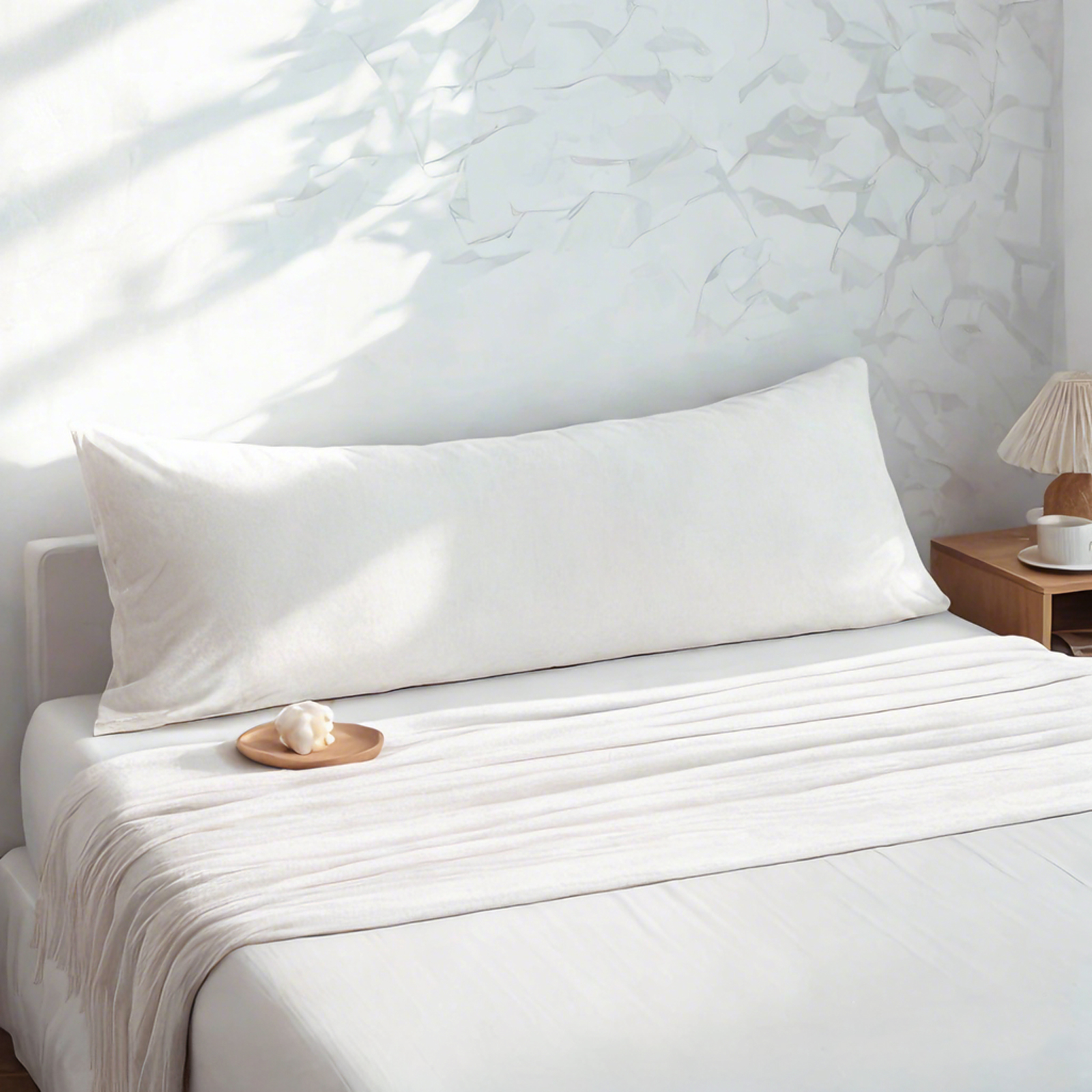 1个天鹅绒身体枕套，奢华柔软舒适枕套，带拉链封口