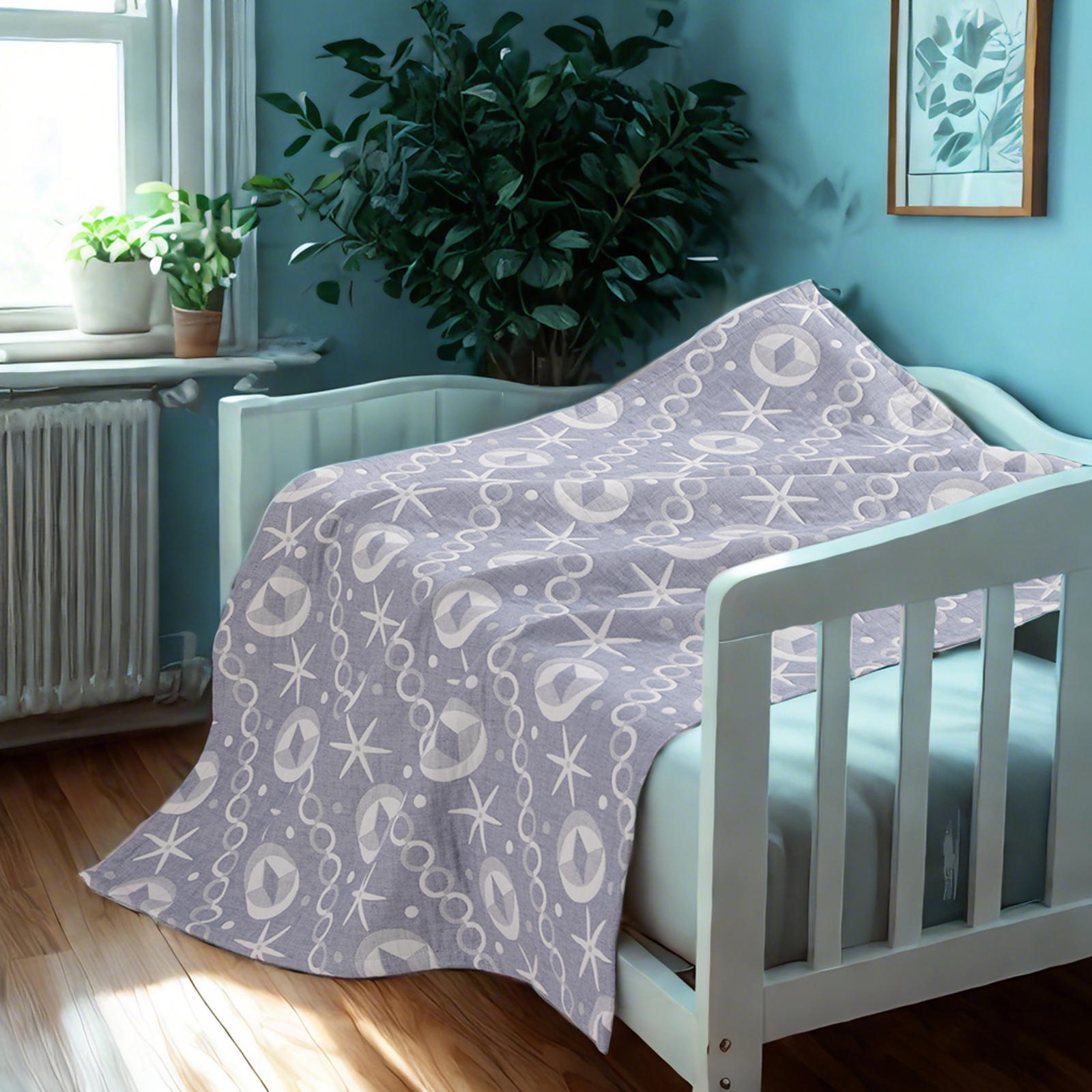 3-Layer Muslin Cotton Toddler Blanket, Lightweight and Warm, Jacquard Baby Blanket, Perfect for All Seasons