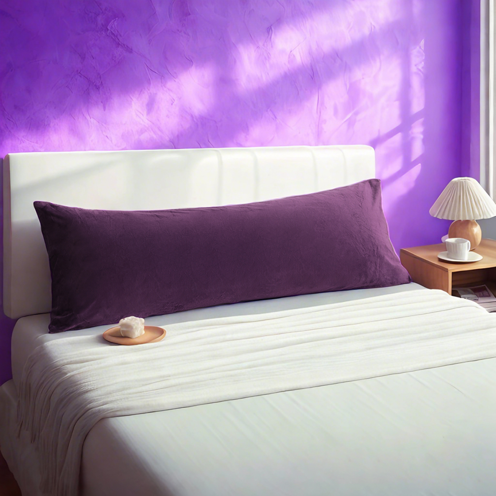 1个天鹅绒身体枕套，奢华柔软舒适枕套，带拉链封口