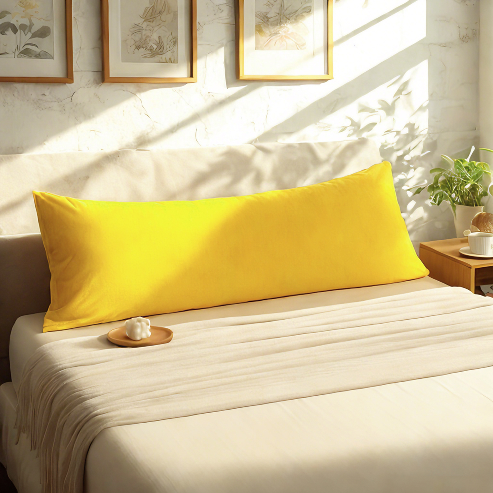 1个天鹅绒身体枕套，奢华柔软舒适枕套，带拉链封口