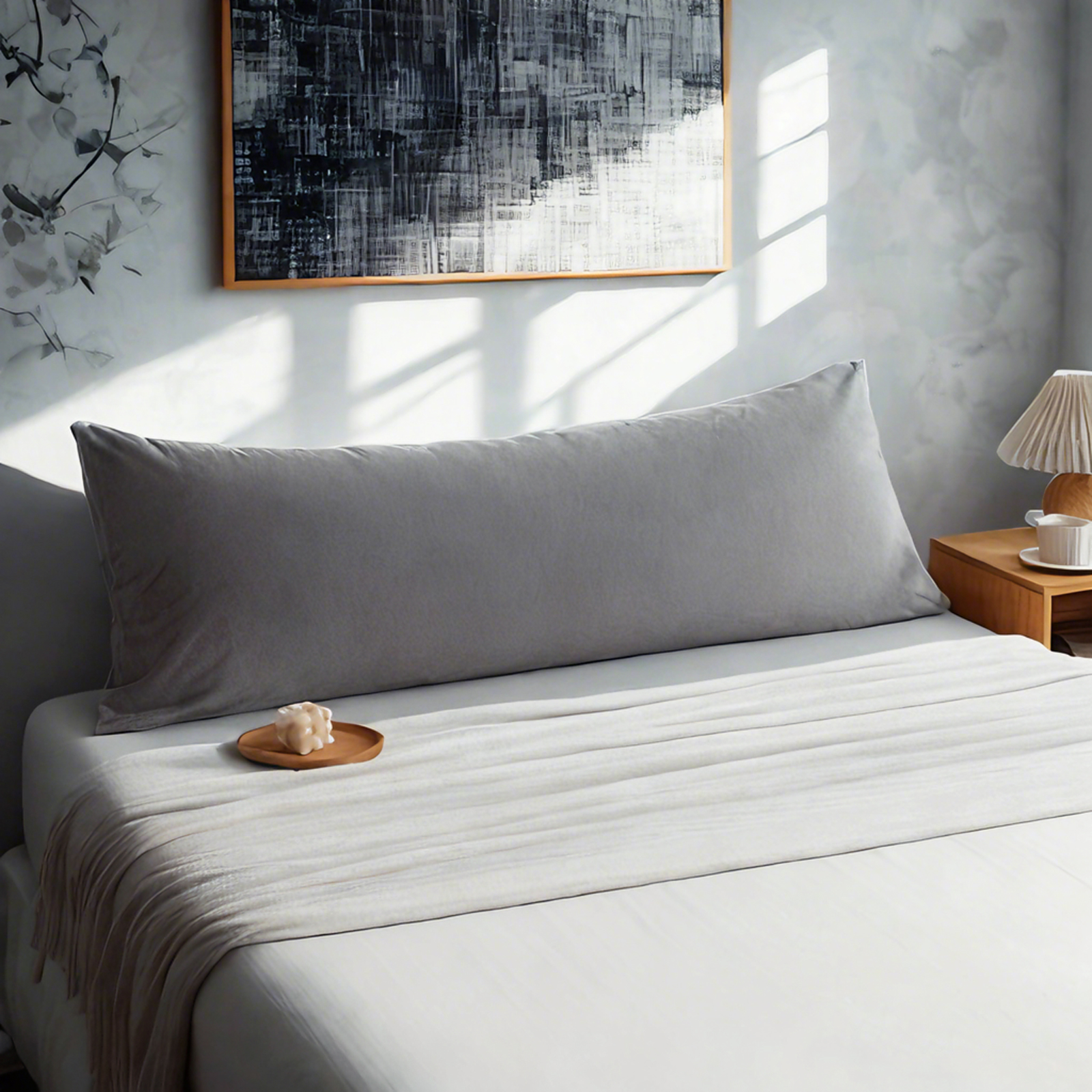 1个天鹅绒身体枕套，奢华柔软舒适枕套，带拉链封口