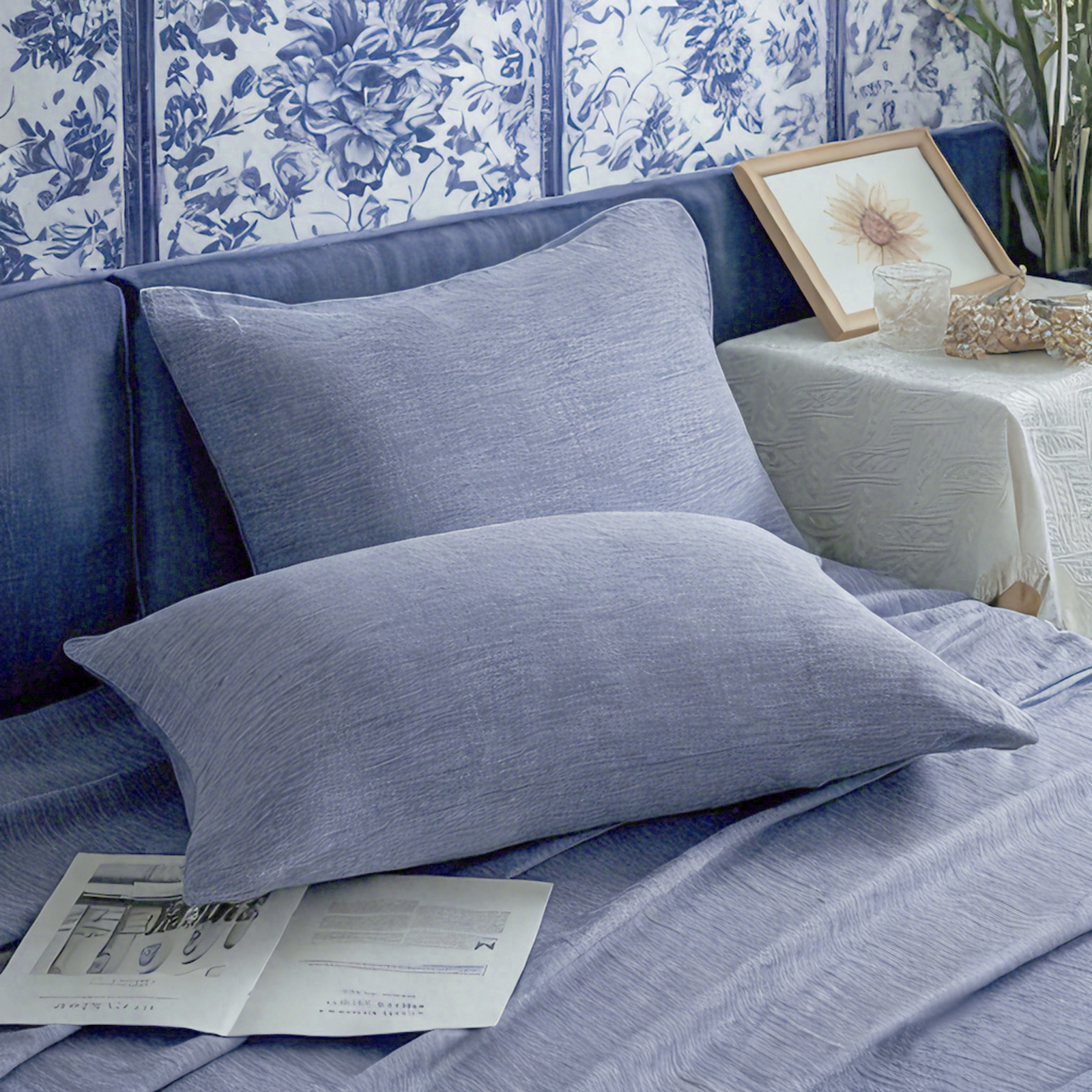 2 French Linen Pillowcases, Breathable and Cooling Pillow Cases with Envelope Closure