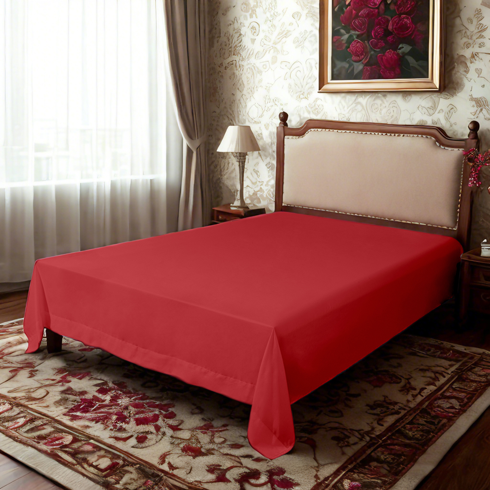 超细纤维床单，超柔软耐用，抗皱、抗褪色、抗污渍床单，酒红