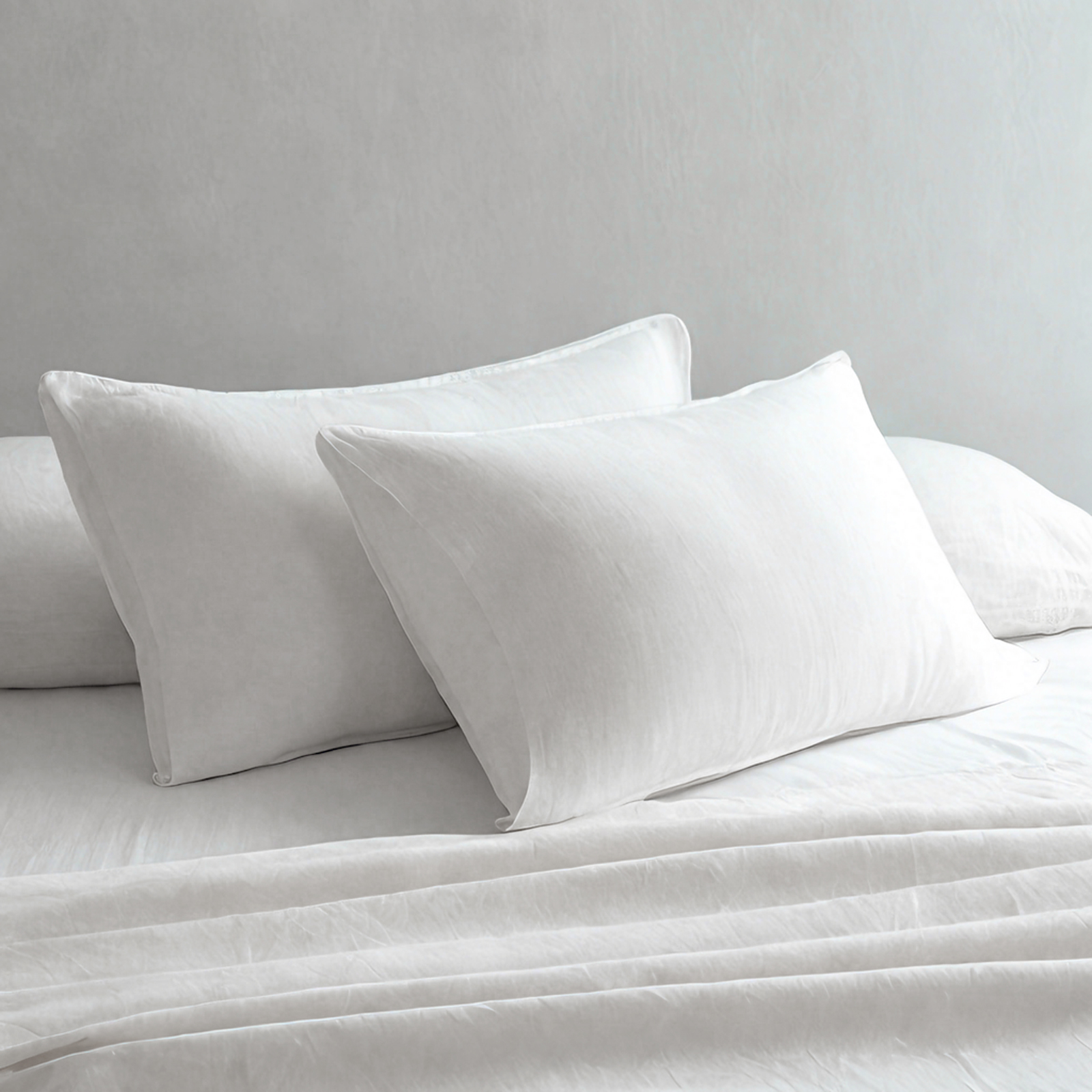 2个法式亚麻标准枕套，透气降温枕套，信封封口