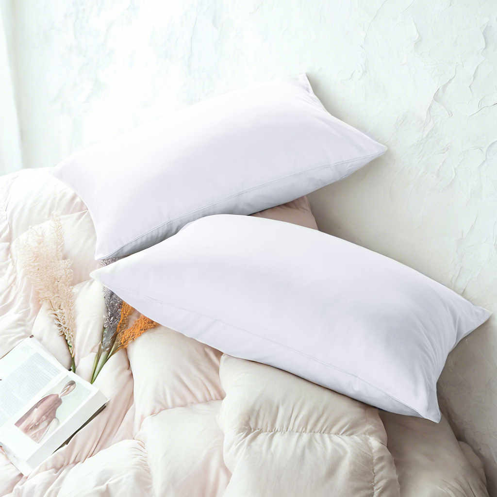 2个贡缎枕套，奢华柔软透气枕套，信封式封口