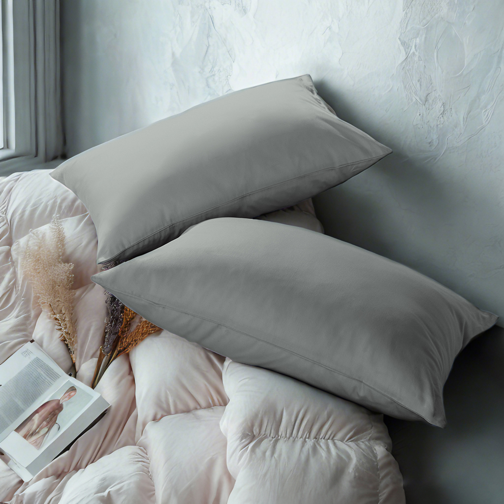2个贡缎枕套，奢华柔软透气枕套，信封式封口