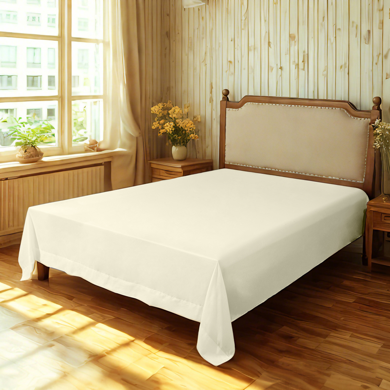 超细纤维床单，超柔软耐用，抗皱、抗褪色、抗污渍床单，象牙白