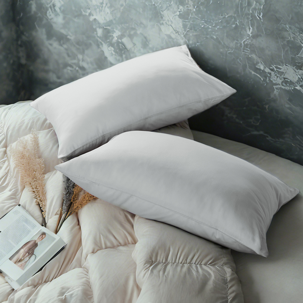2个贡缎枕套，奢华柔软透气枕套，信封式封口