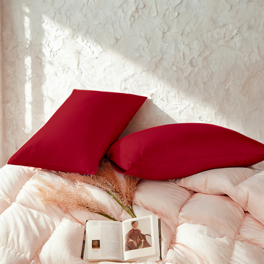2个贡缎枕套，奢华柔软透气枕套，信封式封口
