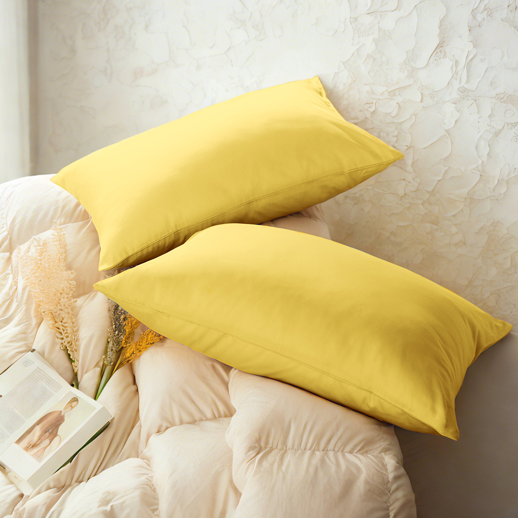 2个贡缎枕套，奢华柔软透气枕套，信封式封口