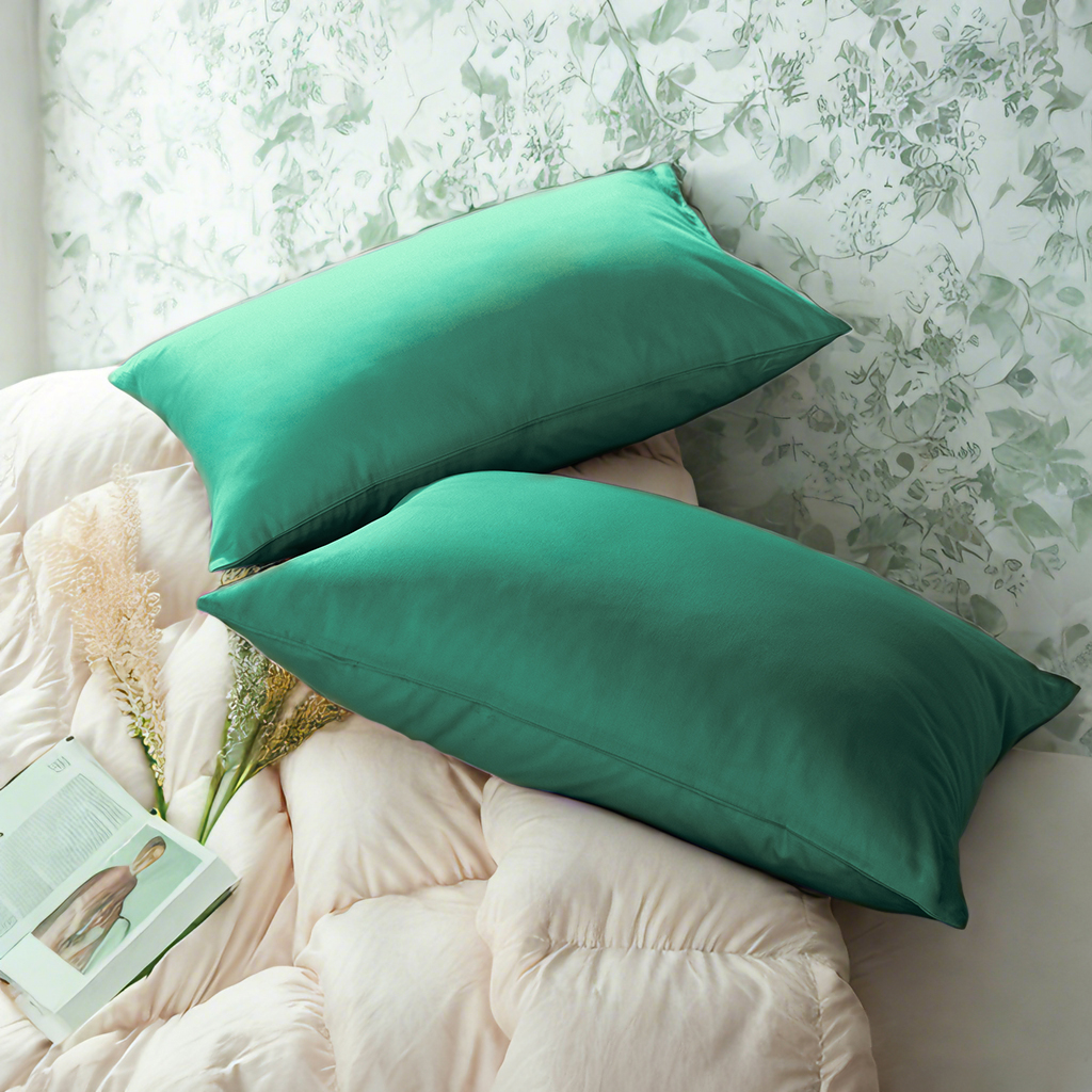 2个贡缎枕套，奢华柔软透气枕套，信封式封口
