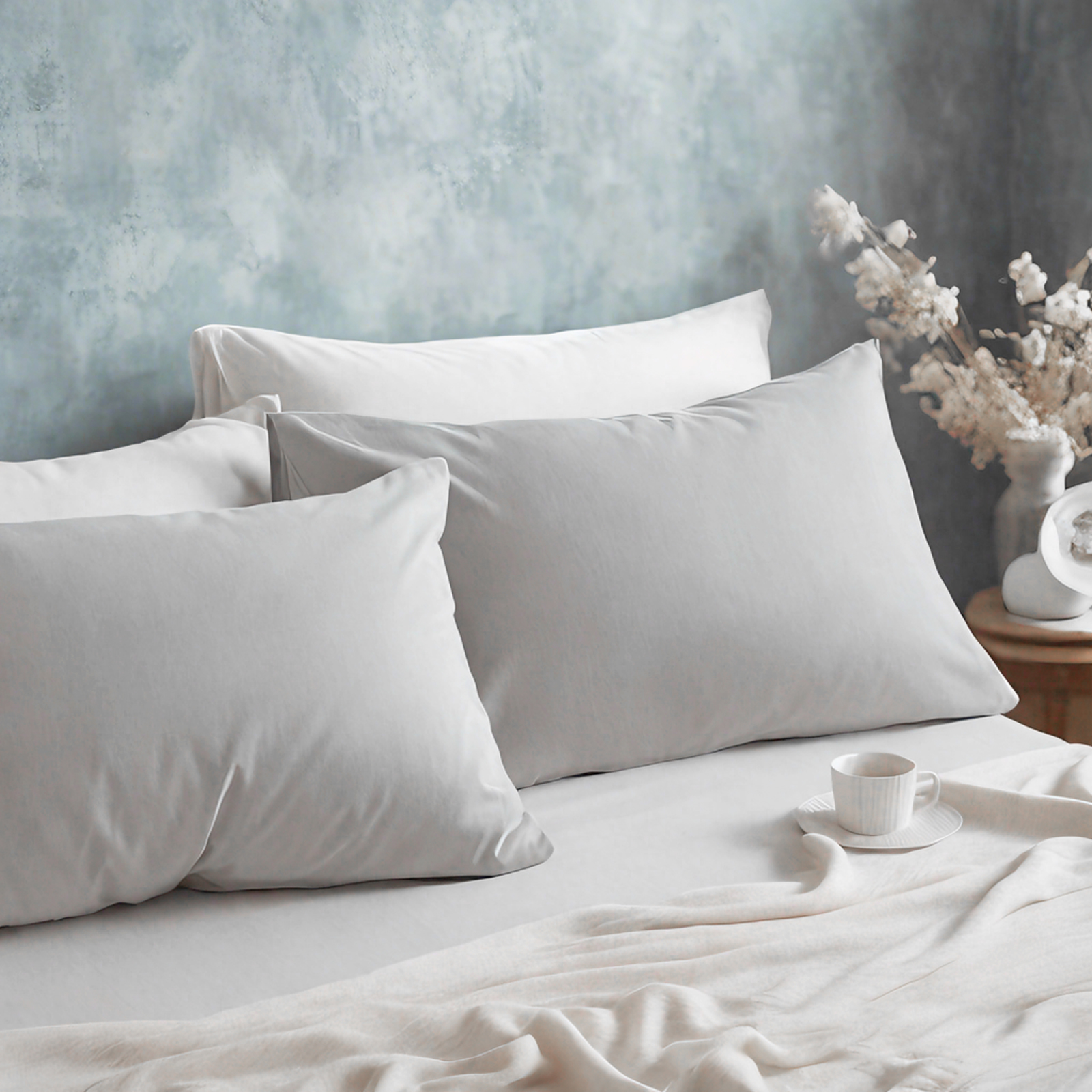 2个纯棉枕套，柔软透气枕套，信封式封口