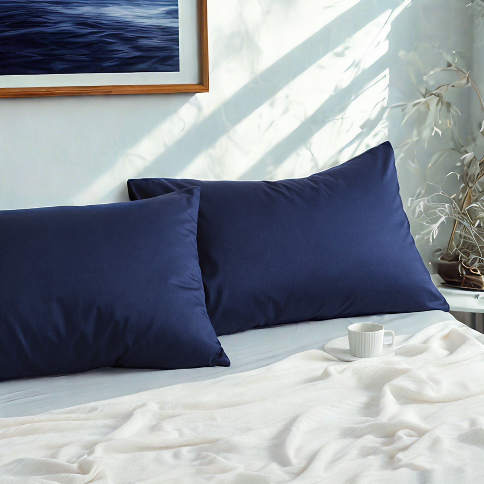 Two Cotton Pillowcases, Soft and Breathable Pillow Cases with Envelope Closure